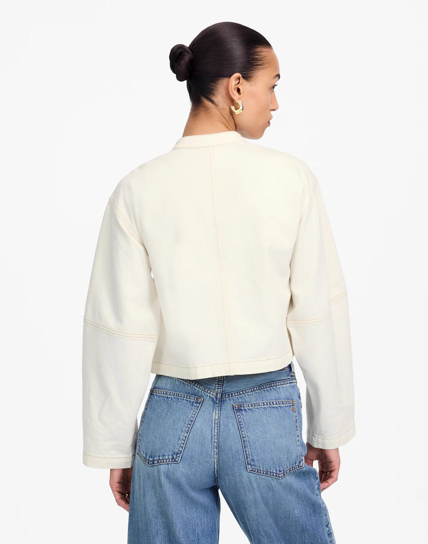 Cocoon-Sleeve Denim Lady Jacket Product Image
