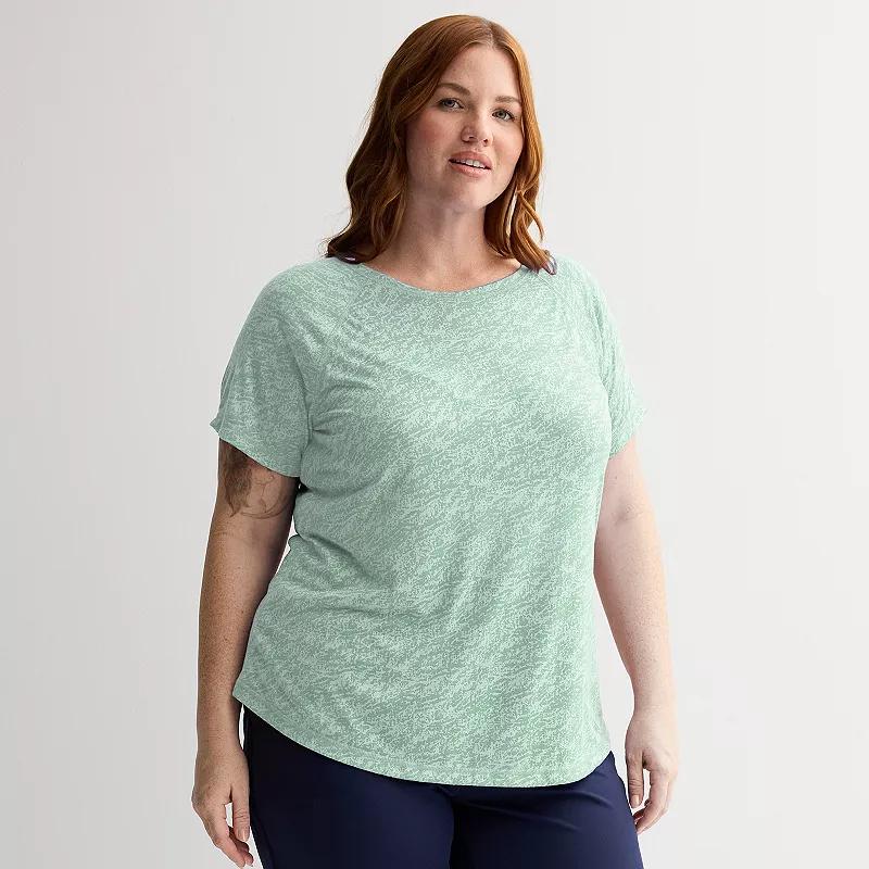 Plus Size Tek Gear® Core Raglan Tee, Women's, Size: 2XL, Green Burnout Product Image