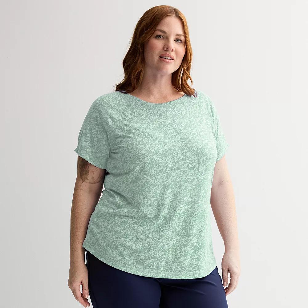 Plus Size Tek Gear® Core Raglan Tee, Women's, Size: 2XL, Green Burnout Product Image
