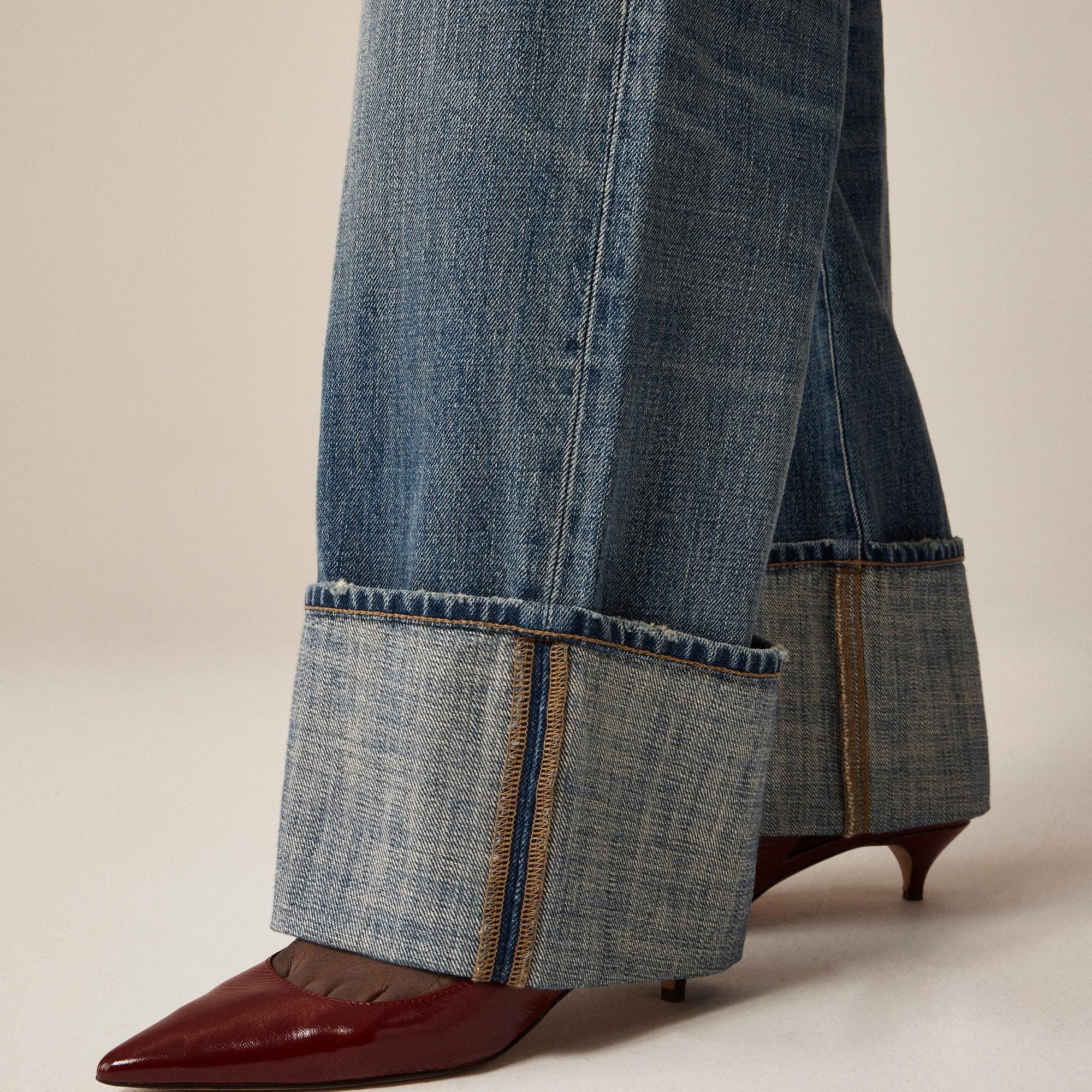 Cuffed lower-rise wide-leg jean Product Image