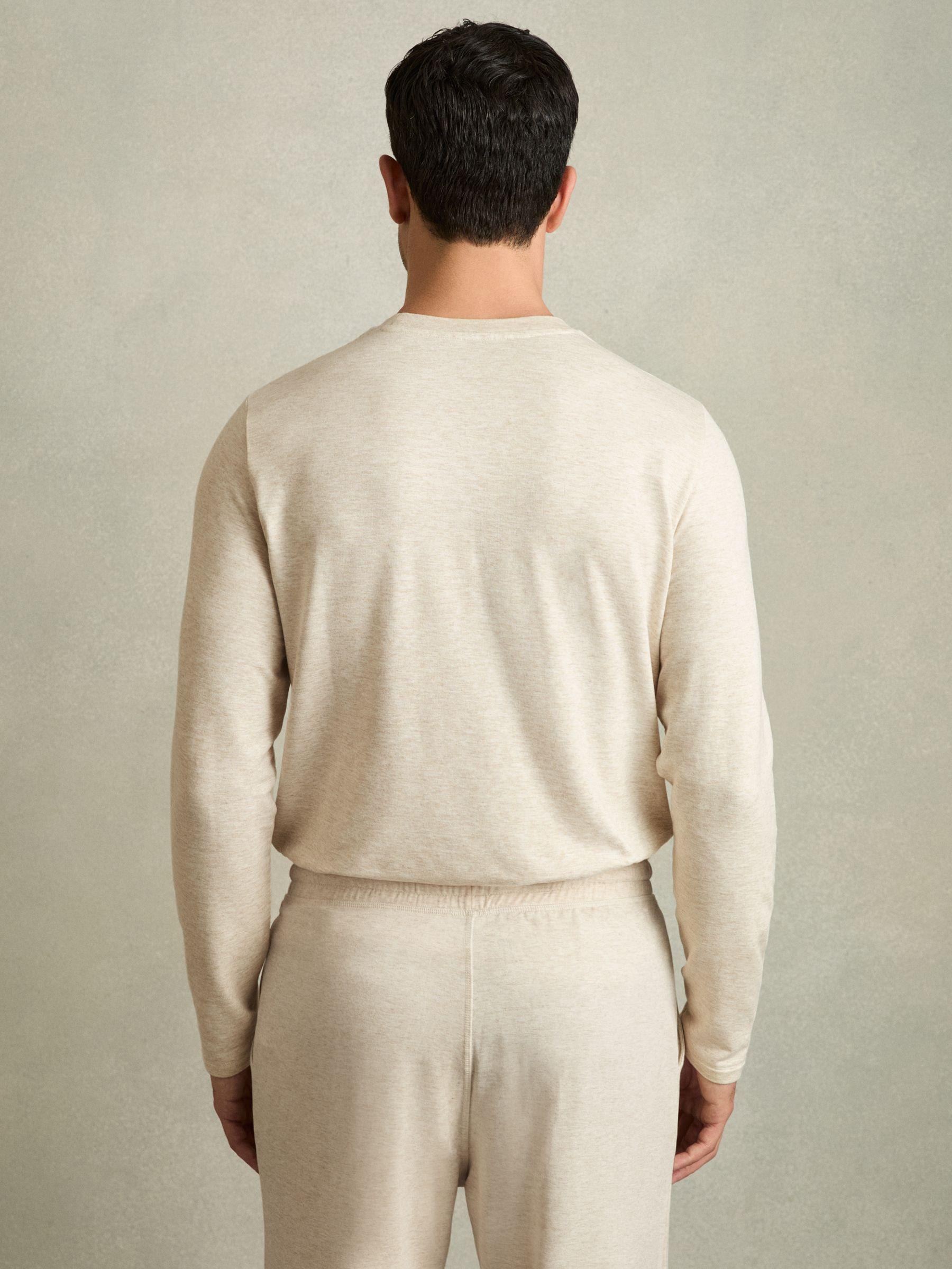 Crew Neck Fleece Lined Sweatshirt in Oatmeal Melange Product Image
