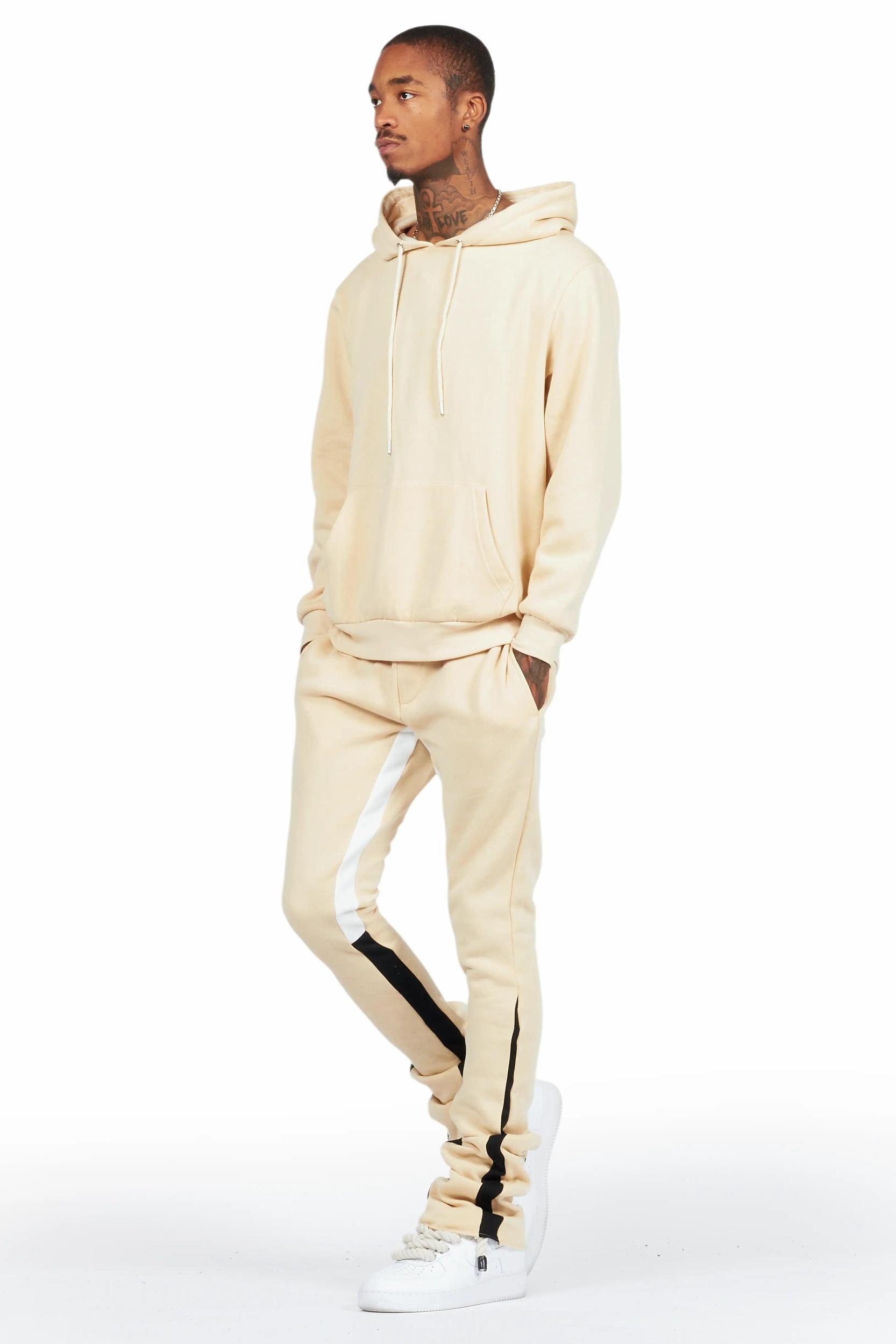 Basic Beige Hoodie/Stacked Flare Track Set Male Product Image