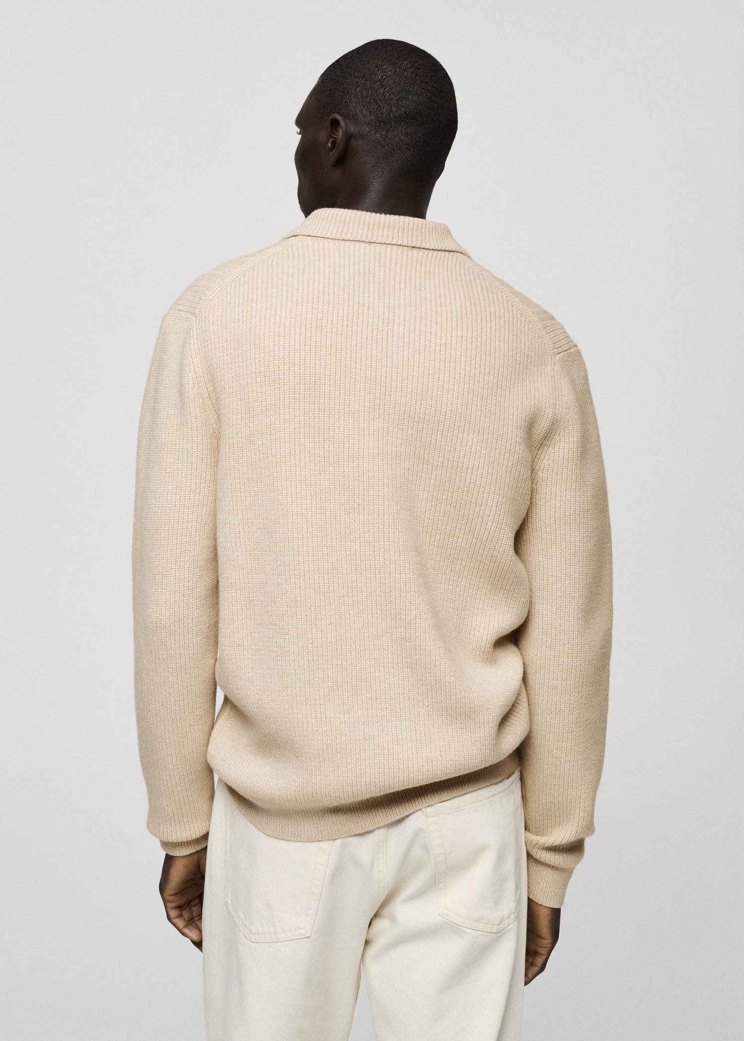 Knitted structured polo sweater - Men | MANGO USA Product Image