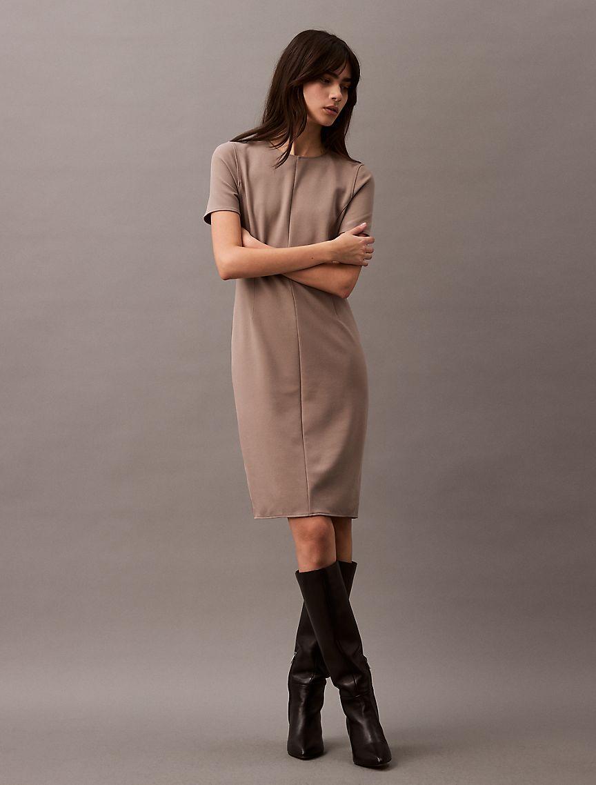 Compact Stretch Crepe Shift Dress Product Image