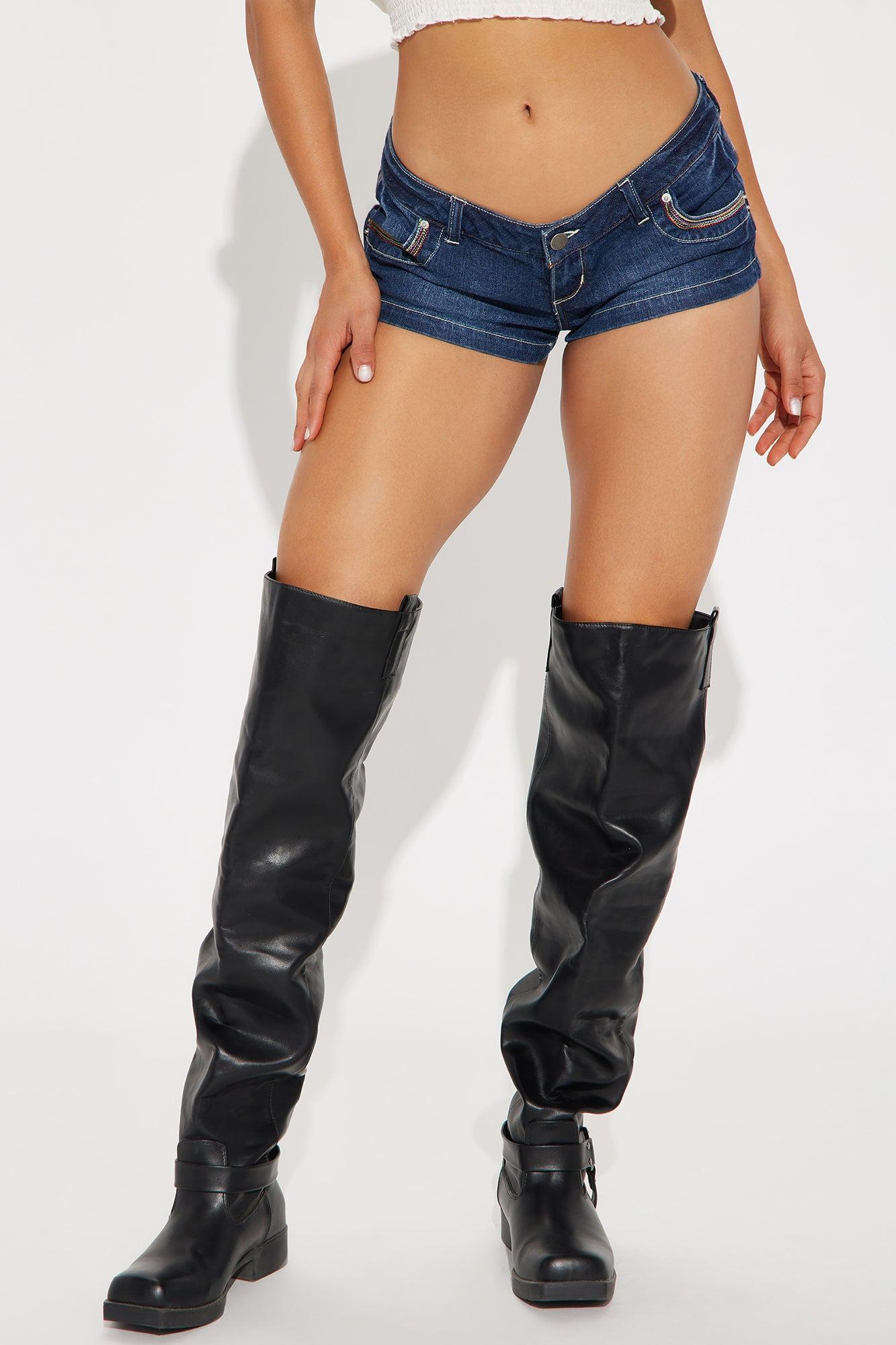 Britney Low Rise Stretch Denim Shorts - Dark Wash Product Image