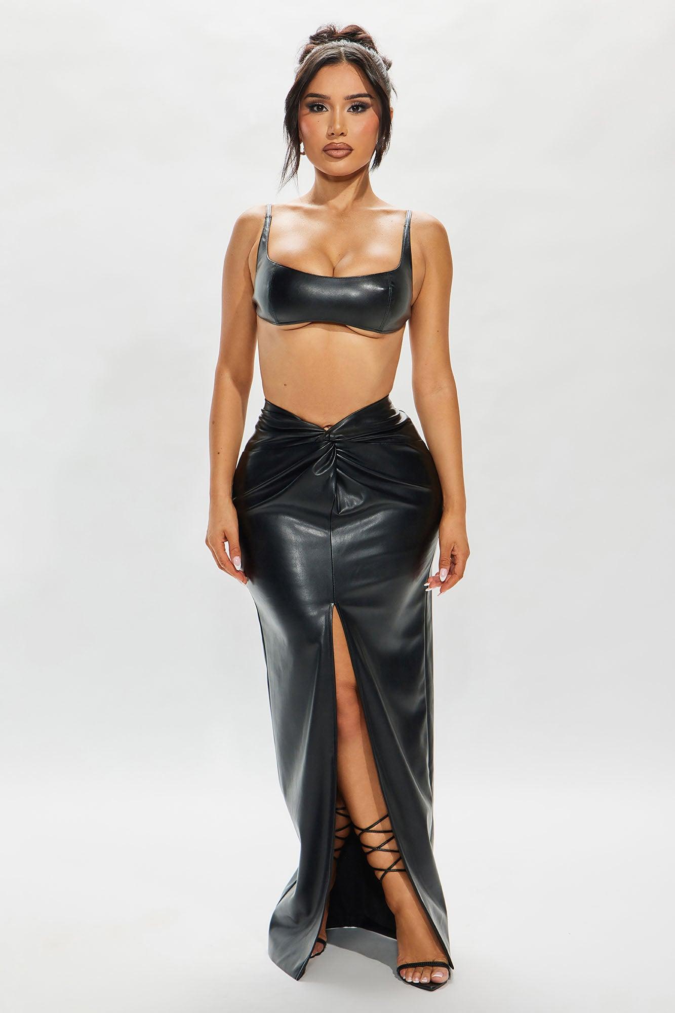 Estelle Faux Leather Maxi Skirt - Black Product Image