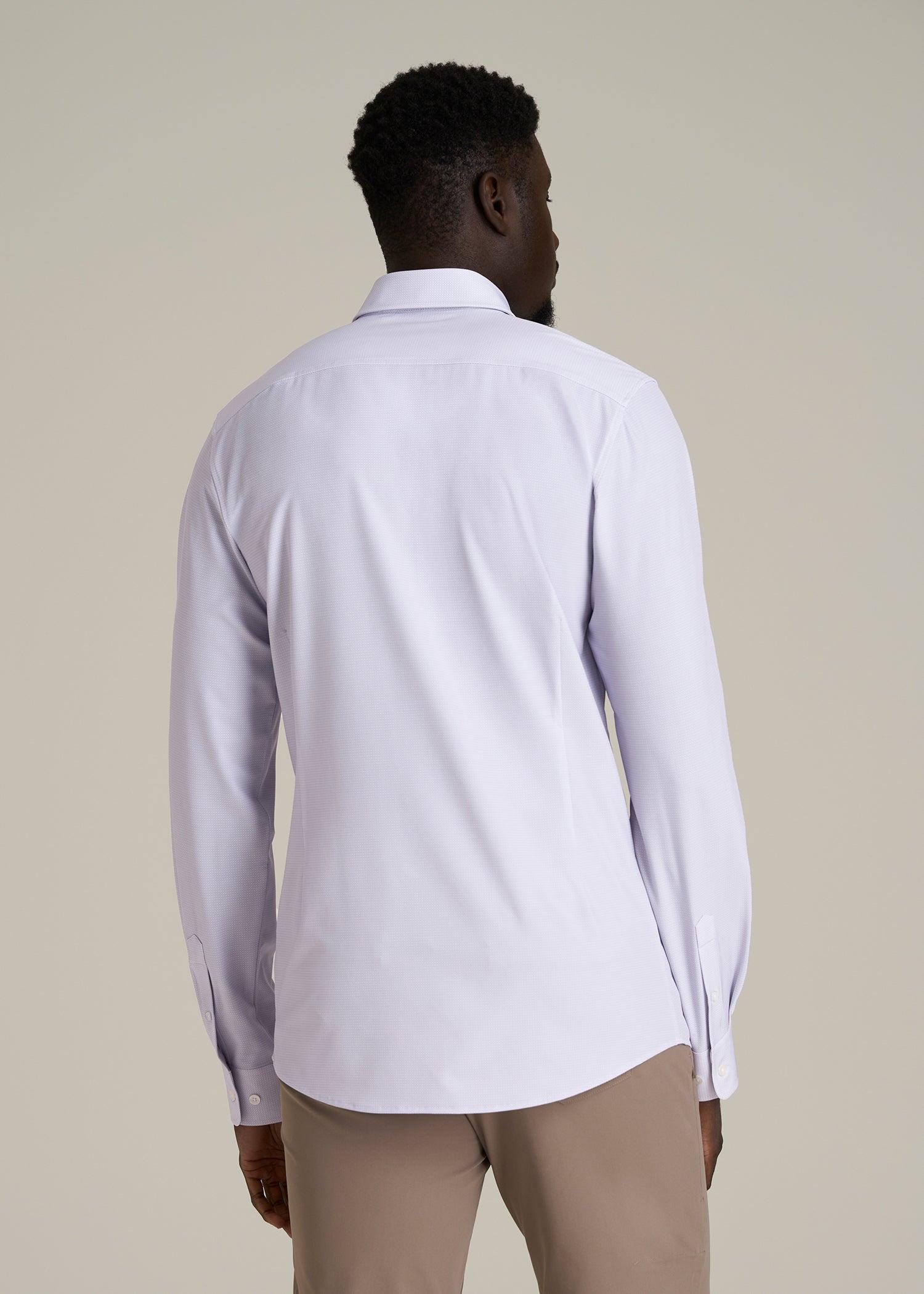 Traveler Stretch Dress Shirt for Tall Men in Light Violet Geometric Male Product Image