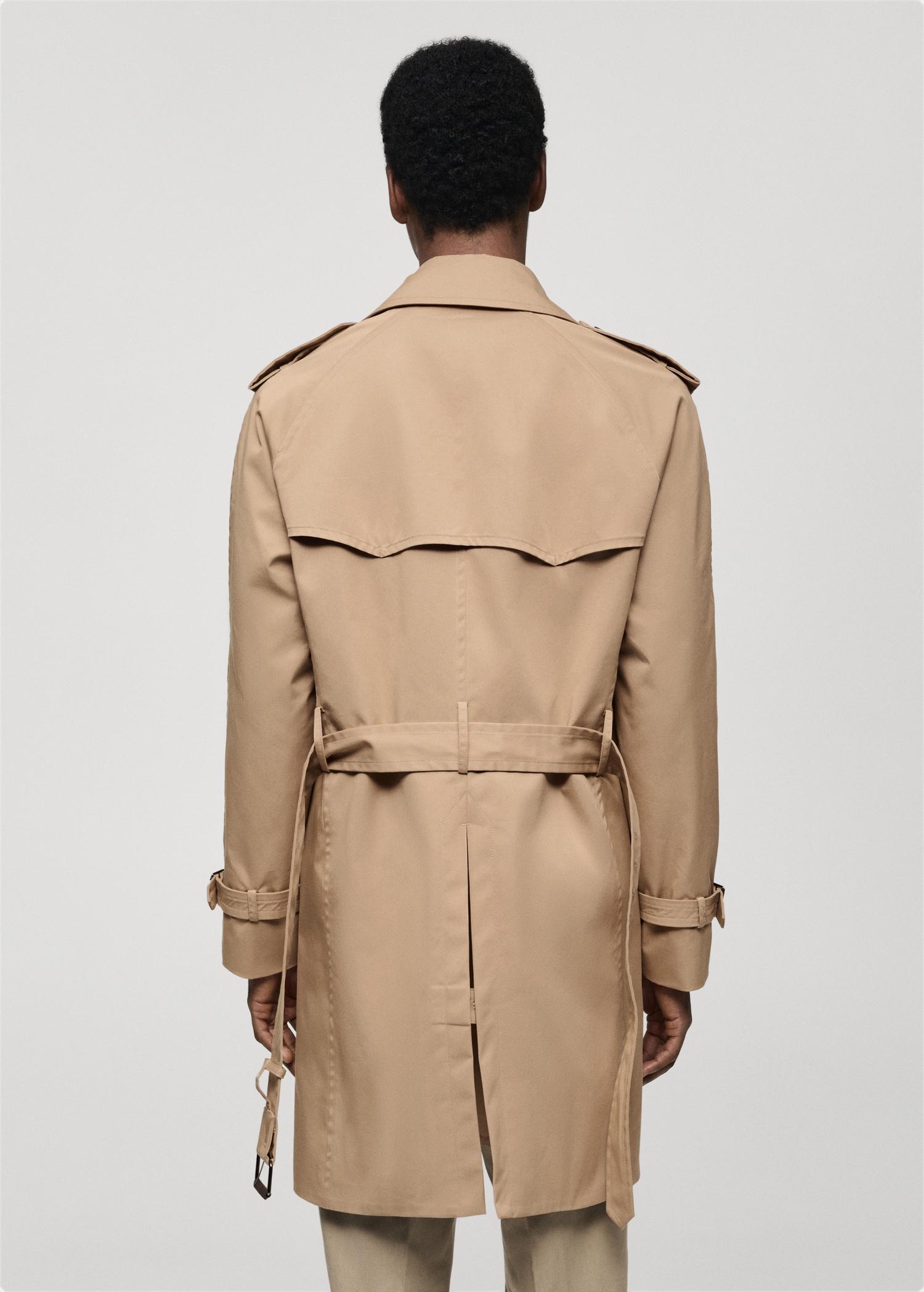 Water-repellent belted trench coat - Men | MANGO USA Product Image