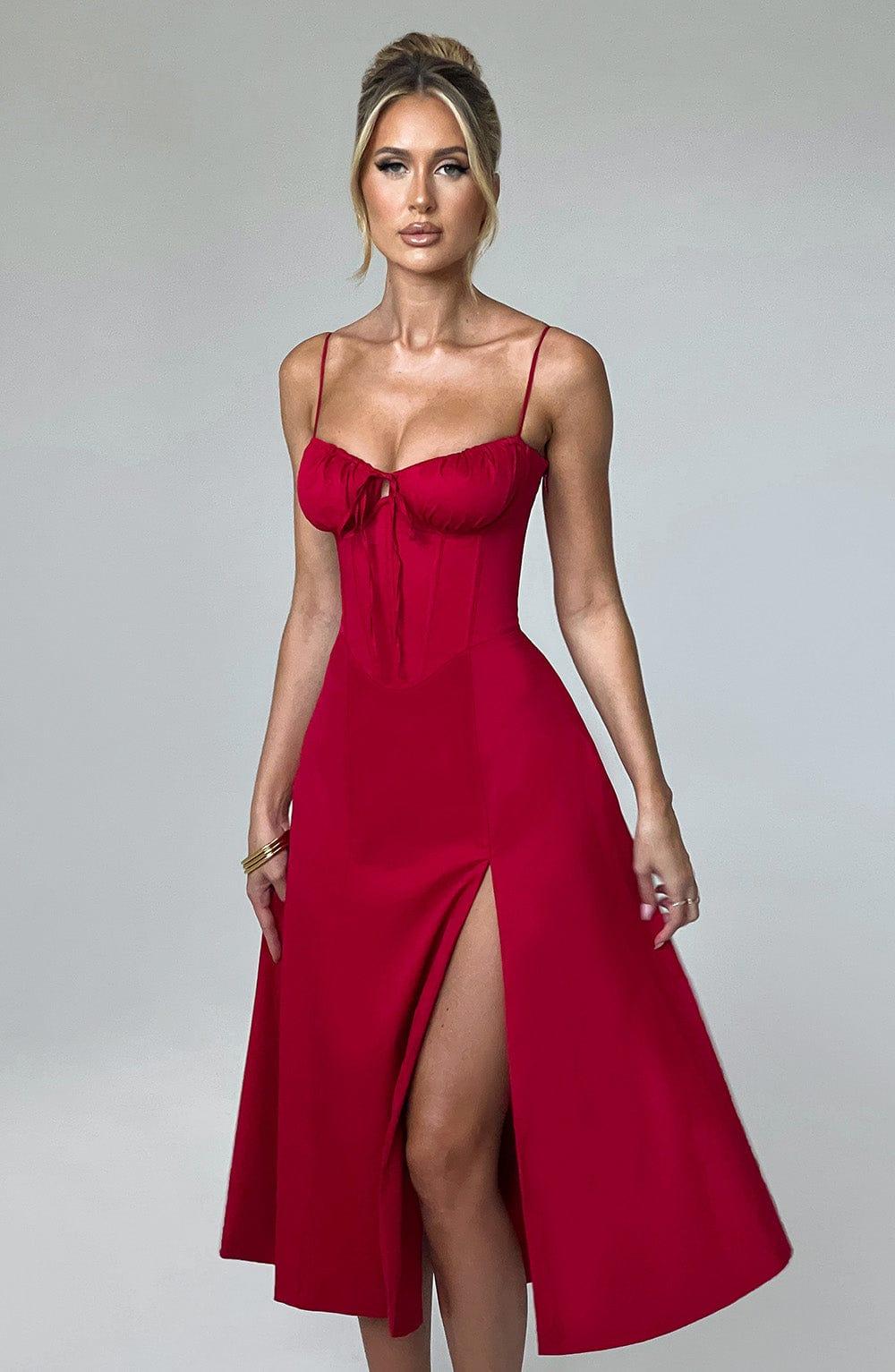 Deanna Midi Dress - Red Product Image