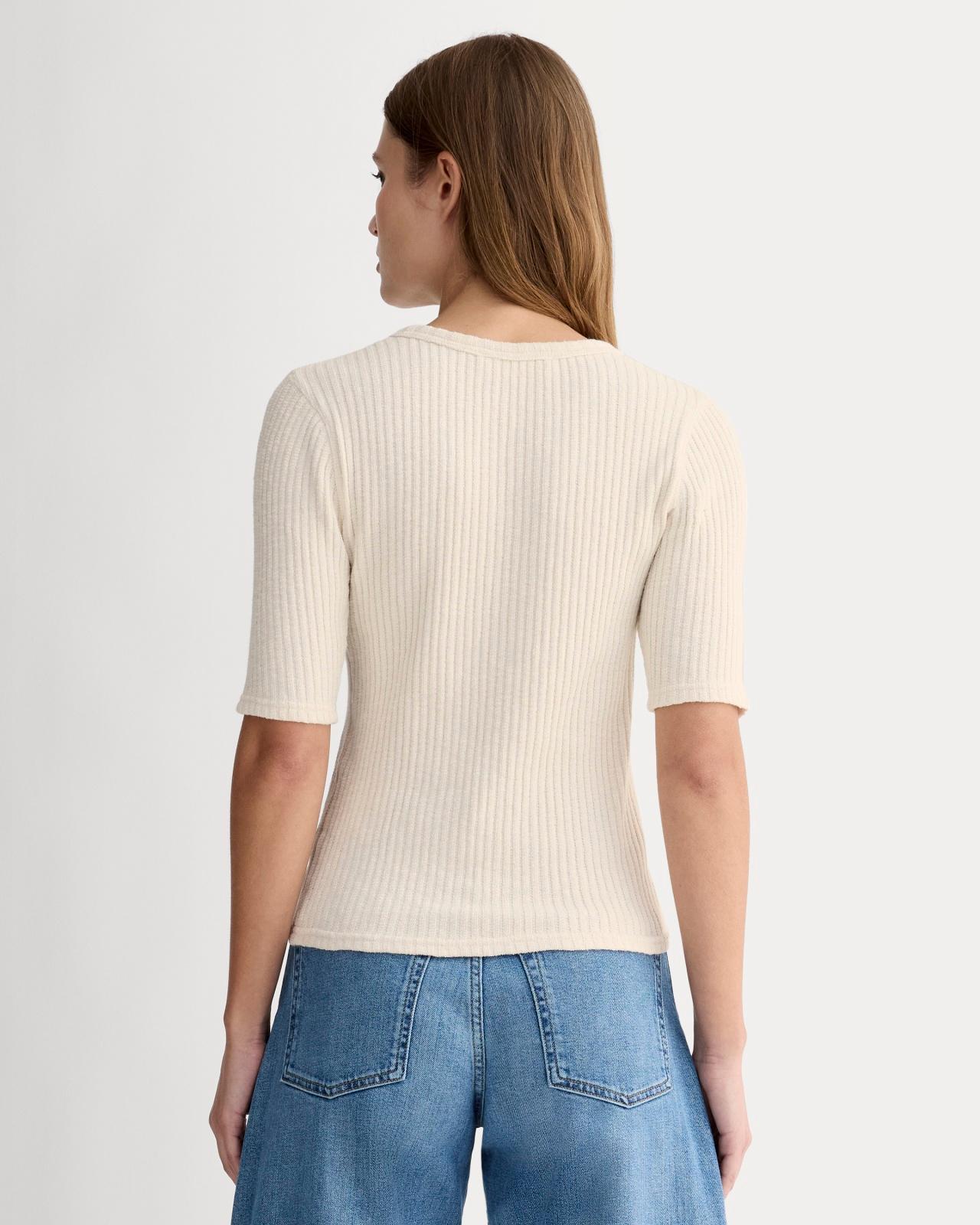 The Rib-Knit Short-Sleeve Henley Product Image