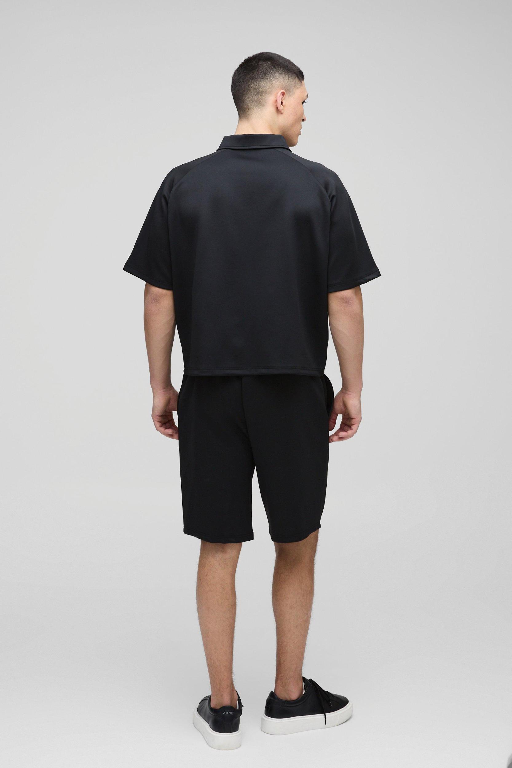 Oversized Boxy Raglan Scuba Polo & Short Set | boohooMAN USA Product Image