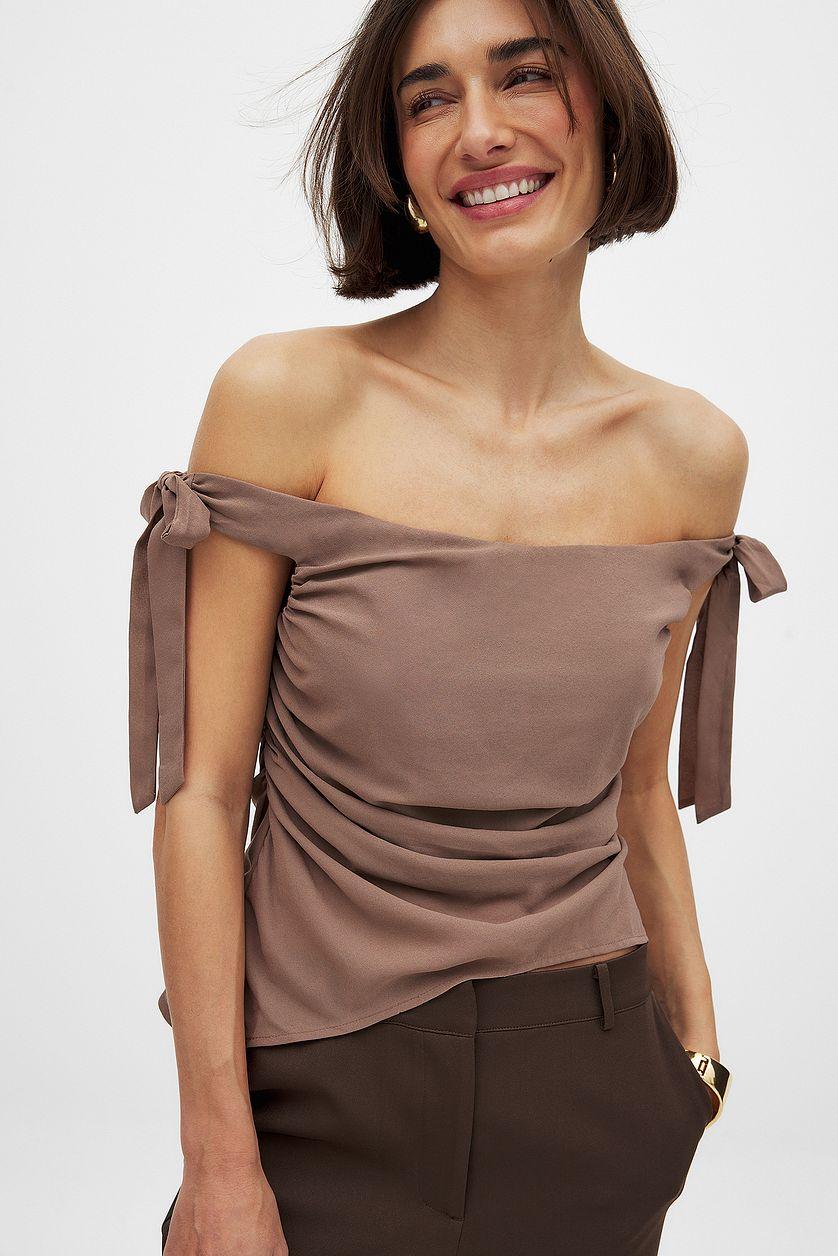 Off Shoulder Tie Detail Top Product Image