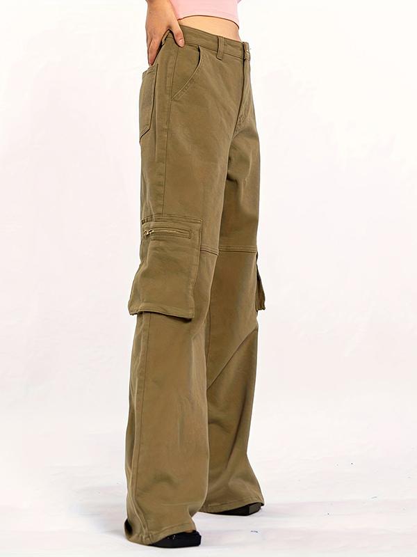 Vintage Brown Multi Pocket Zip Up Cargo Pants Product Image