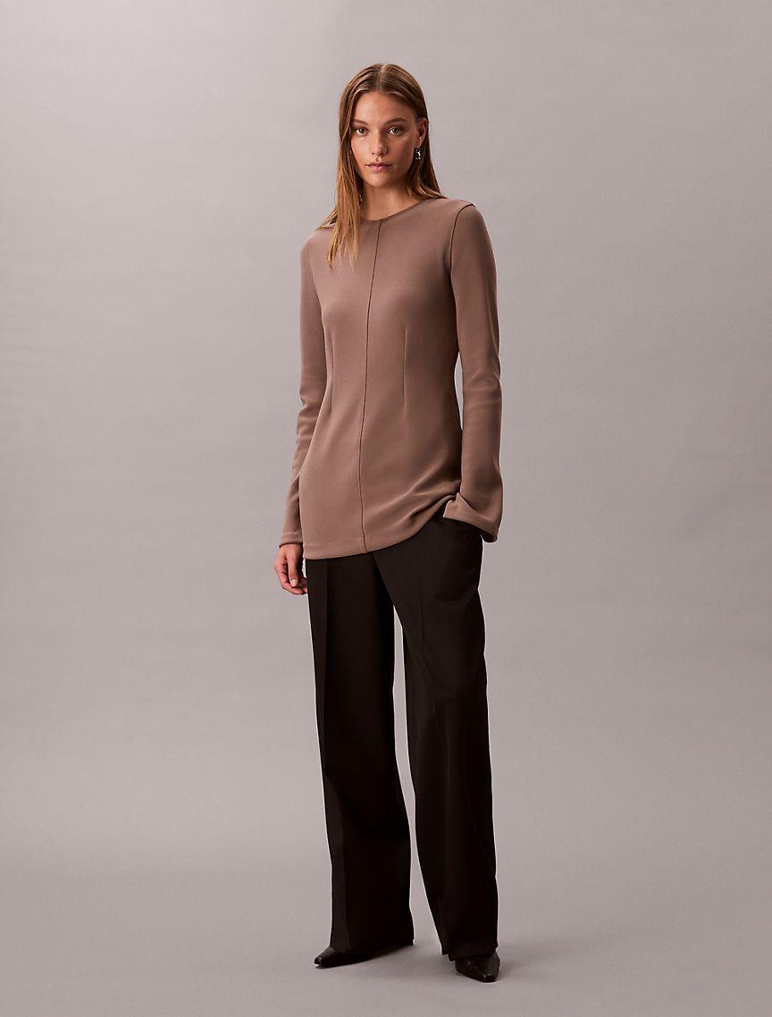 Tailored Knit Slim Tunic Top Product Image
