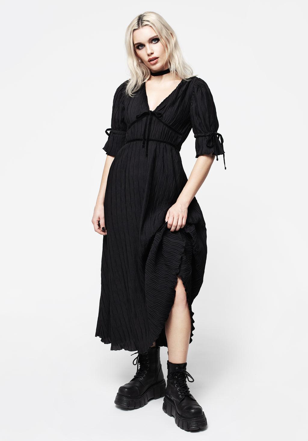 Belial Crinkle Velour Ribbon Midaxi Dress Product Image