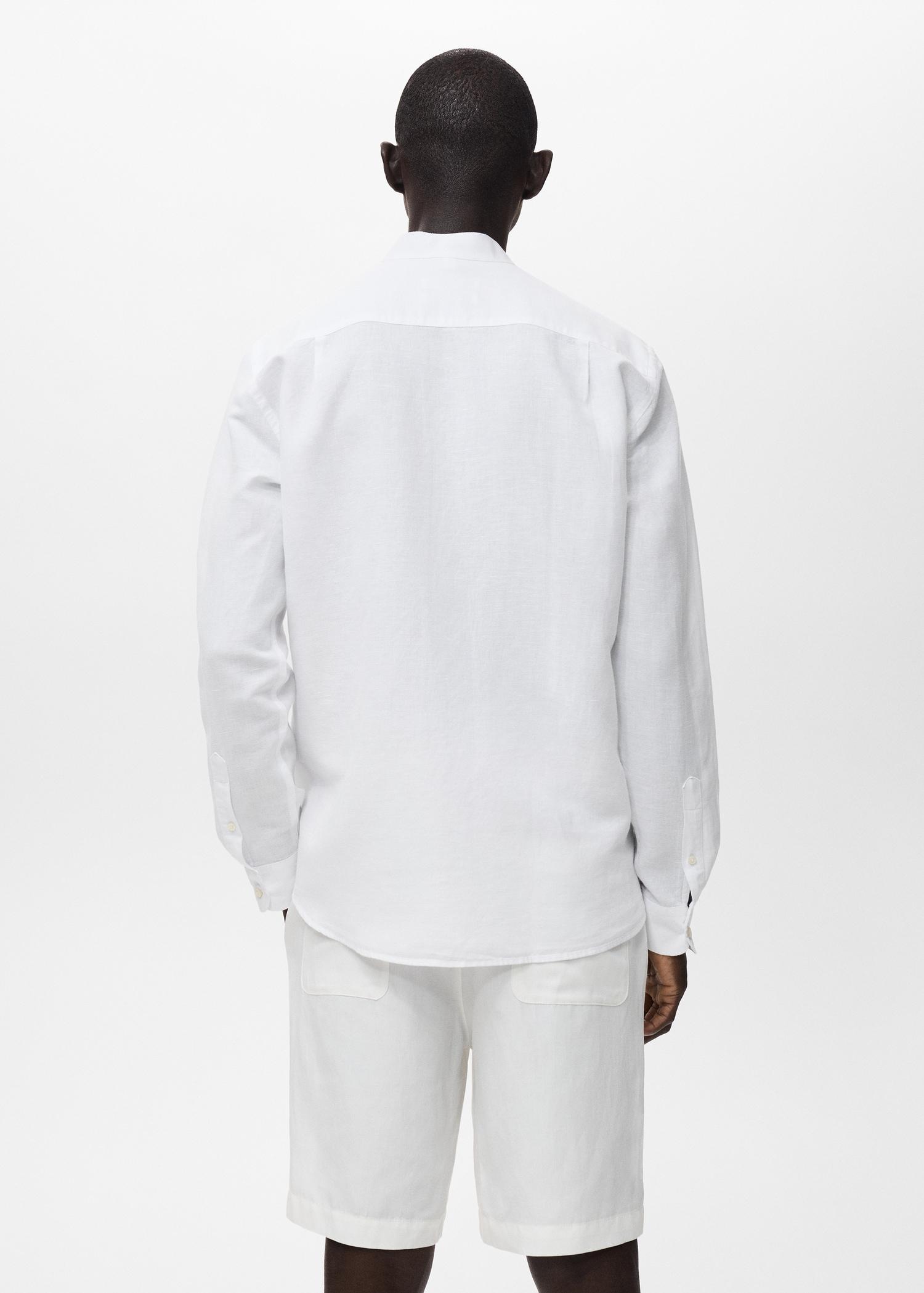 Mao collar linen shirt - Men | MANGO USA Product Image