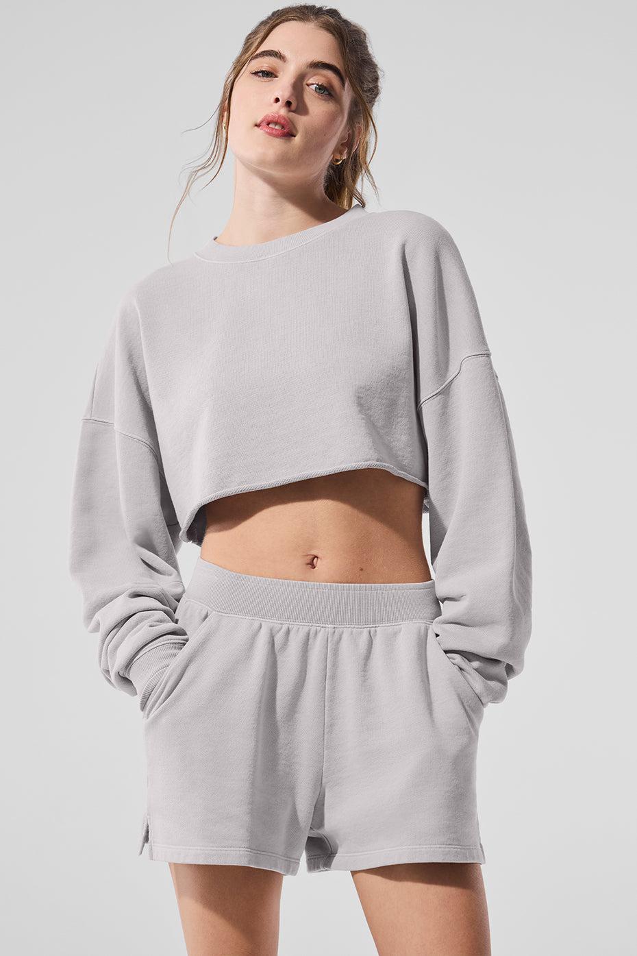 Washed Extreme Cropped Pullover - Grey Sky Wash Product Image