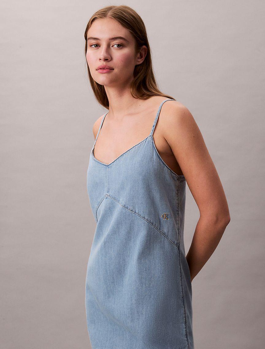 Denim Strappy Mini Dress Product Image