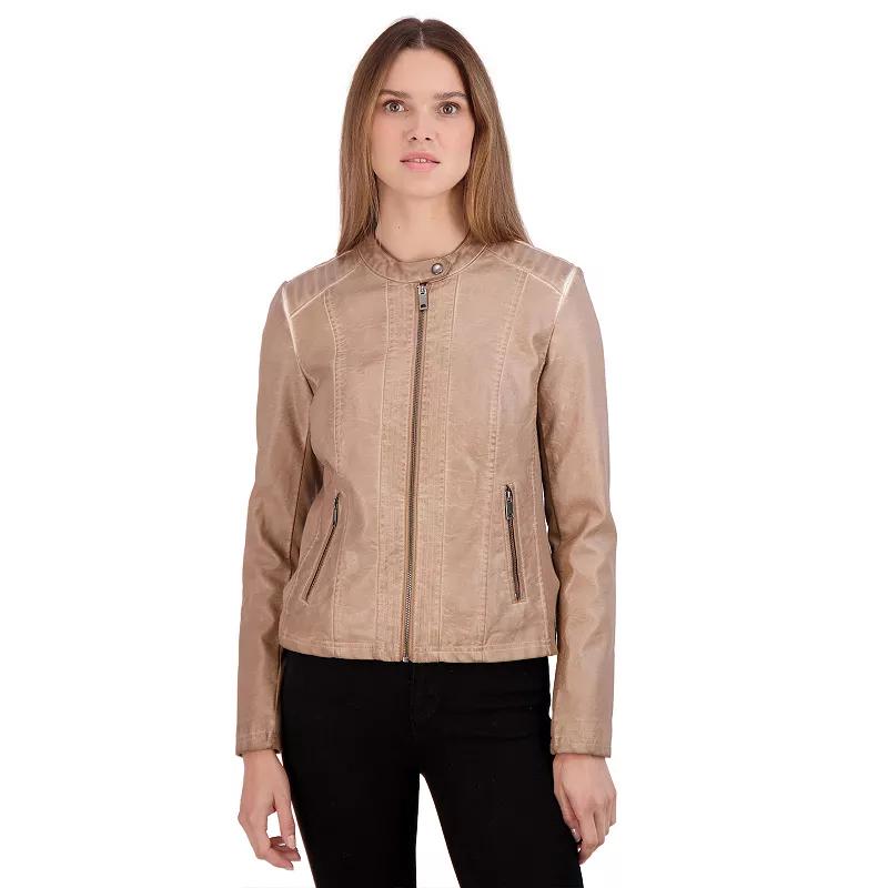 Women's Sebby Collection Faux-Leather Racing Jacket,  Product Image