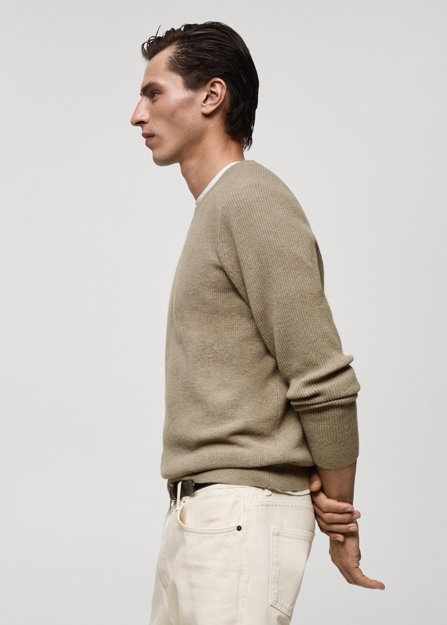 Ribbed wool sweater - Men | MANGO USA Product Image