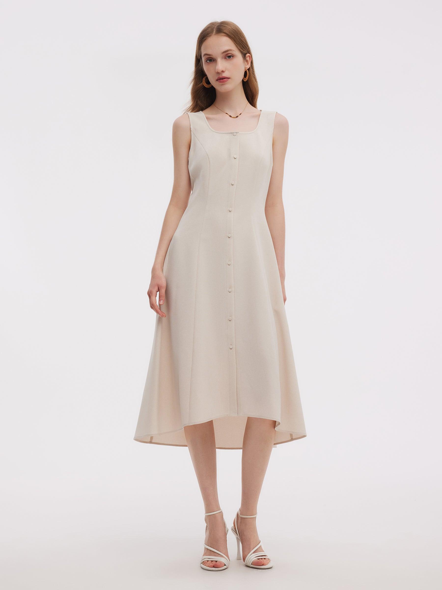 Sleeveless Midi Dress And Detachable Capelet Two-Piece Set Product Image