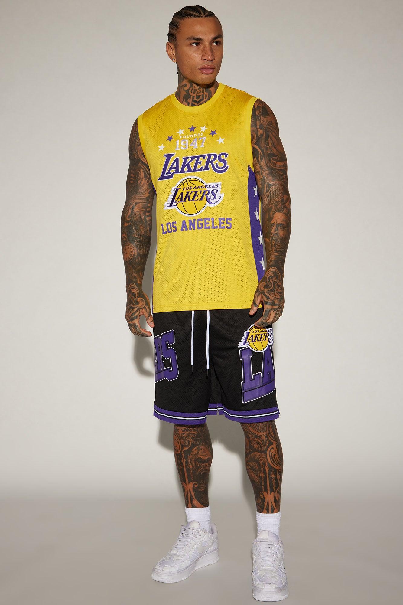 Lakers Step Back Mesh Shorts - Black Product Image