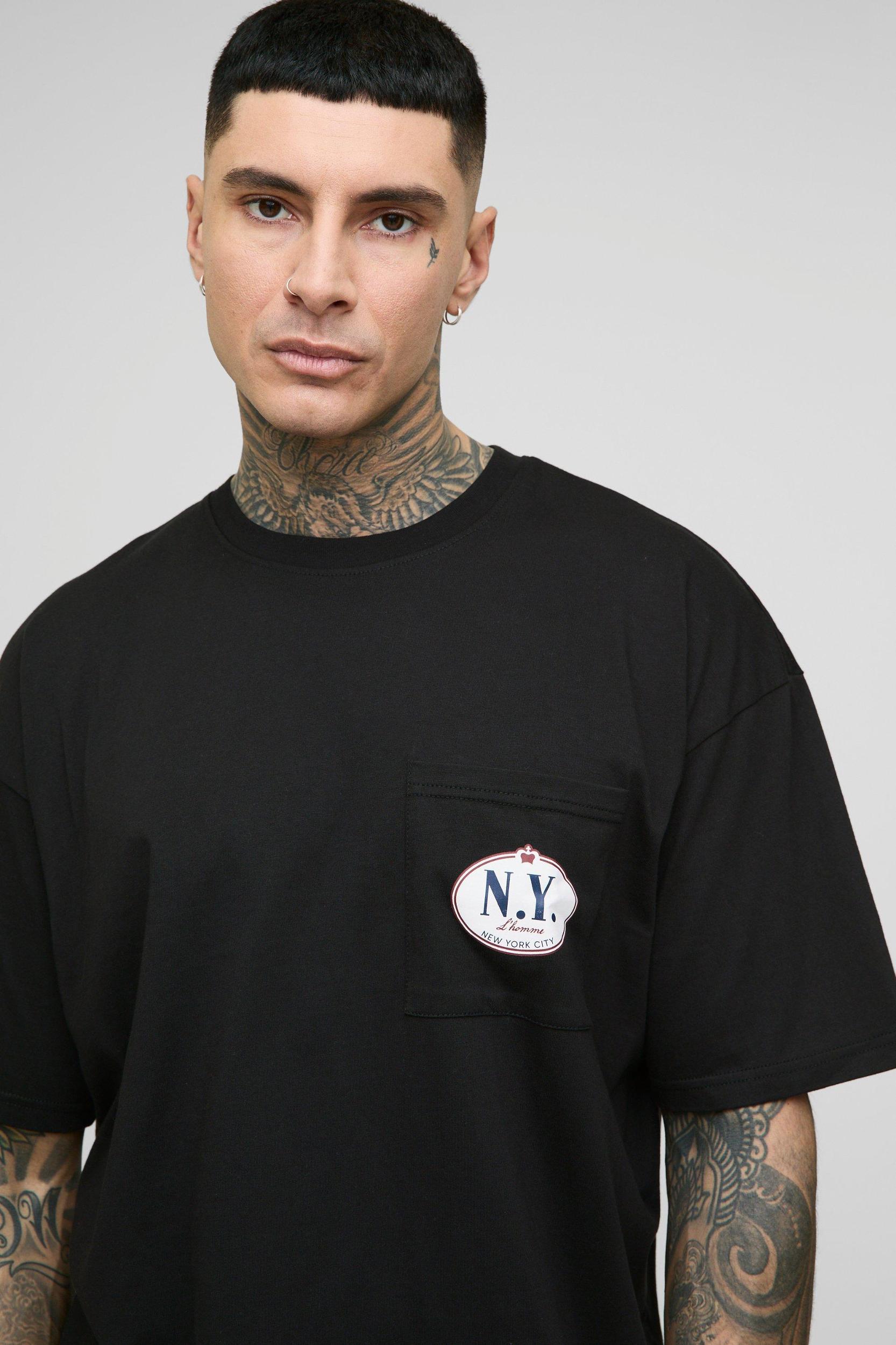 Tall Oversized Boxy Homme Print T-Shirt & Short Set | boohooMAN USA Product Image