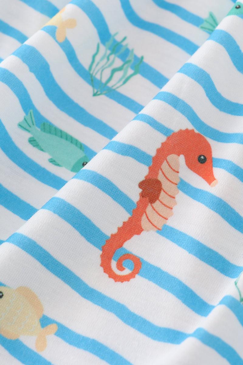 Blue marine creature embroidery dress Product Image