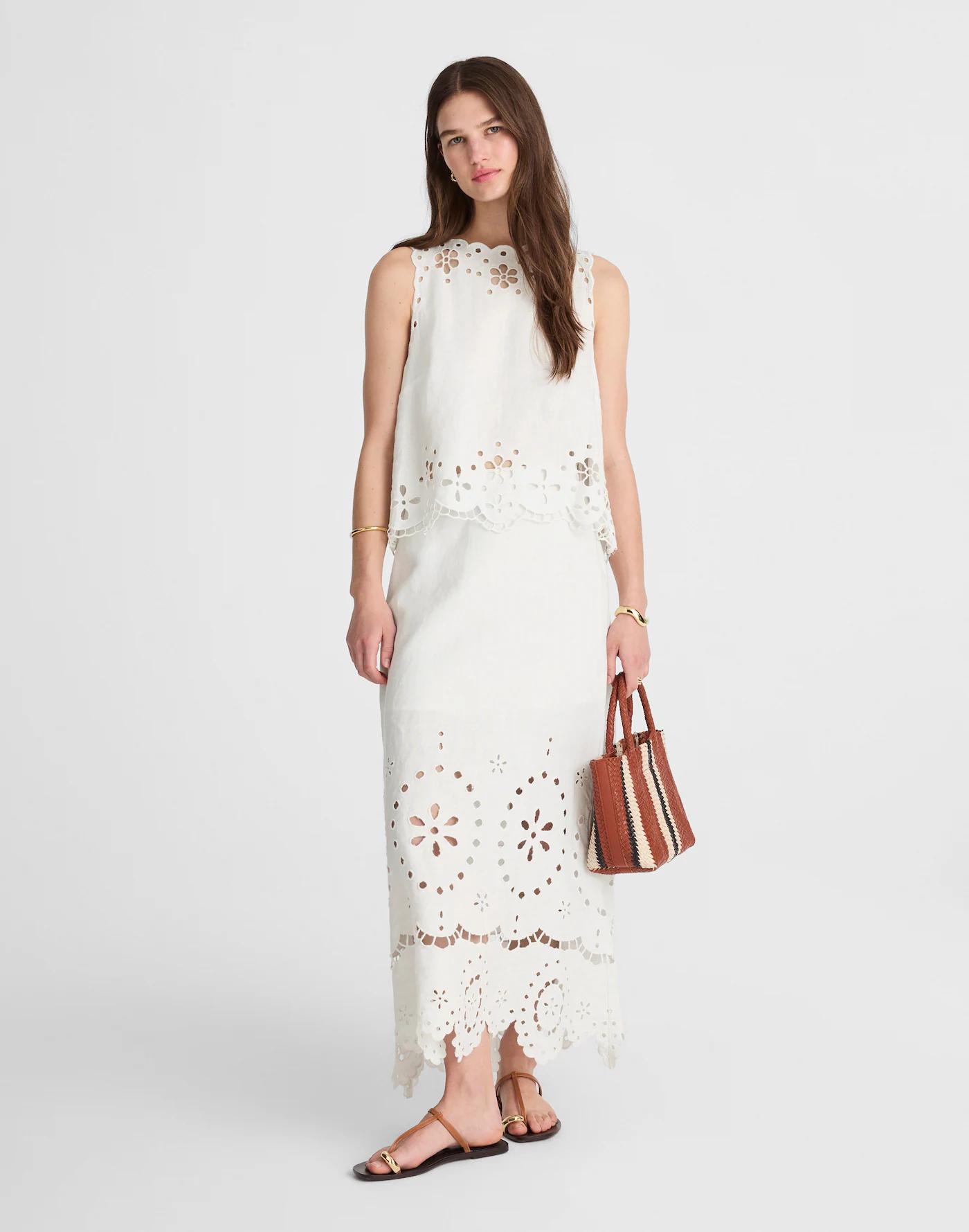 Embroidered Eyelet High-Low Tank Product Image