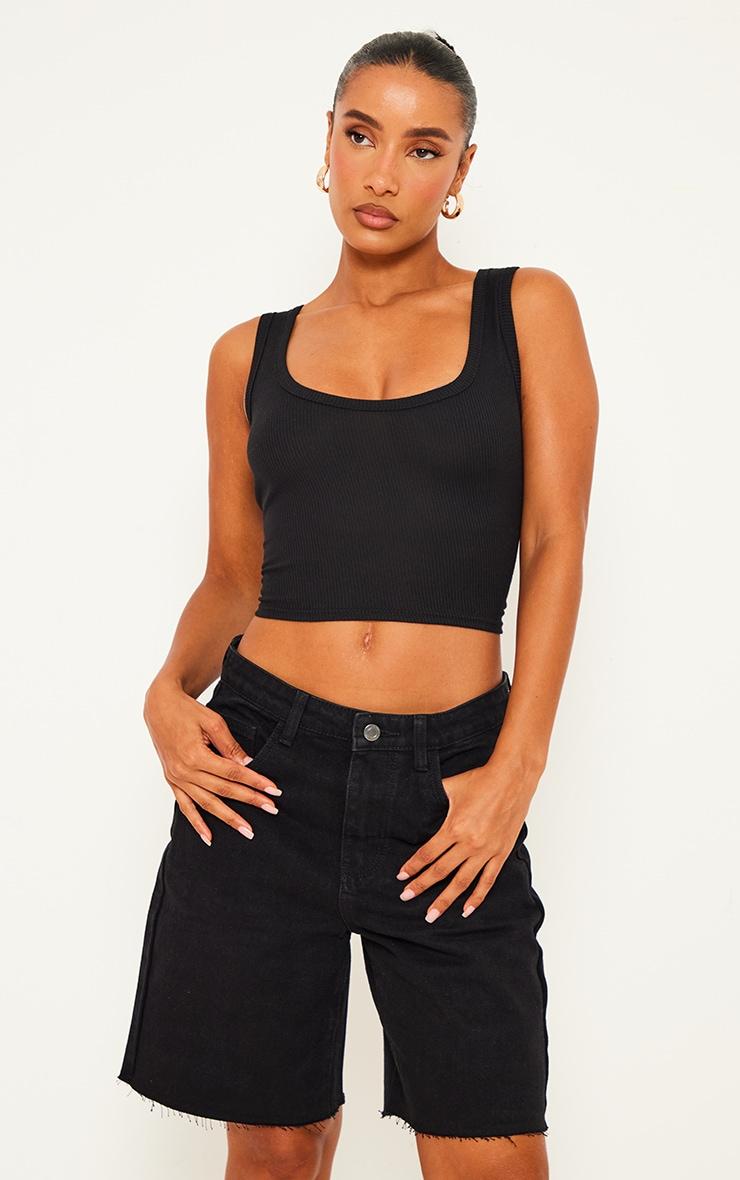 Washed Black Loose Fit Boyfriend Denim Short Product Image