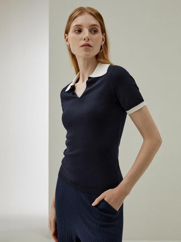 Timeless Mei Silk Knit Polo Product Image