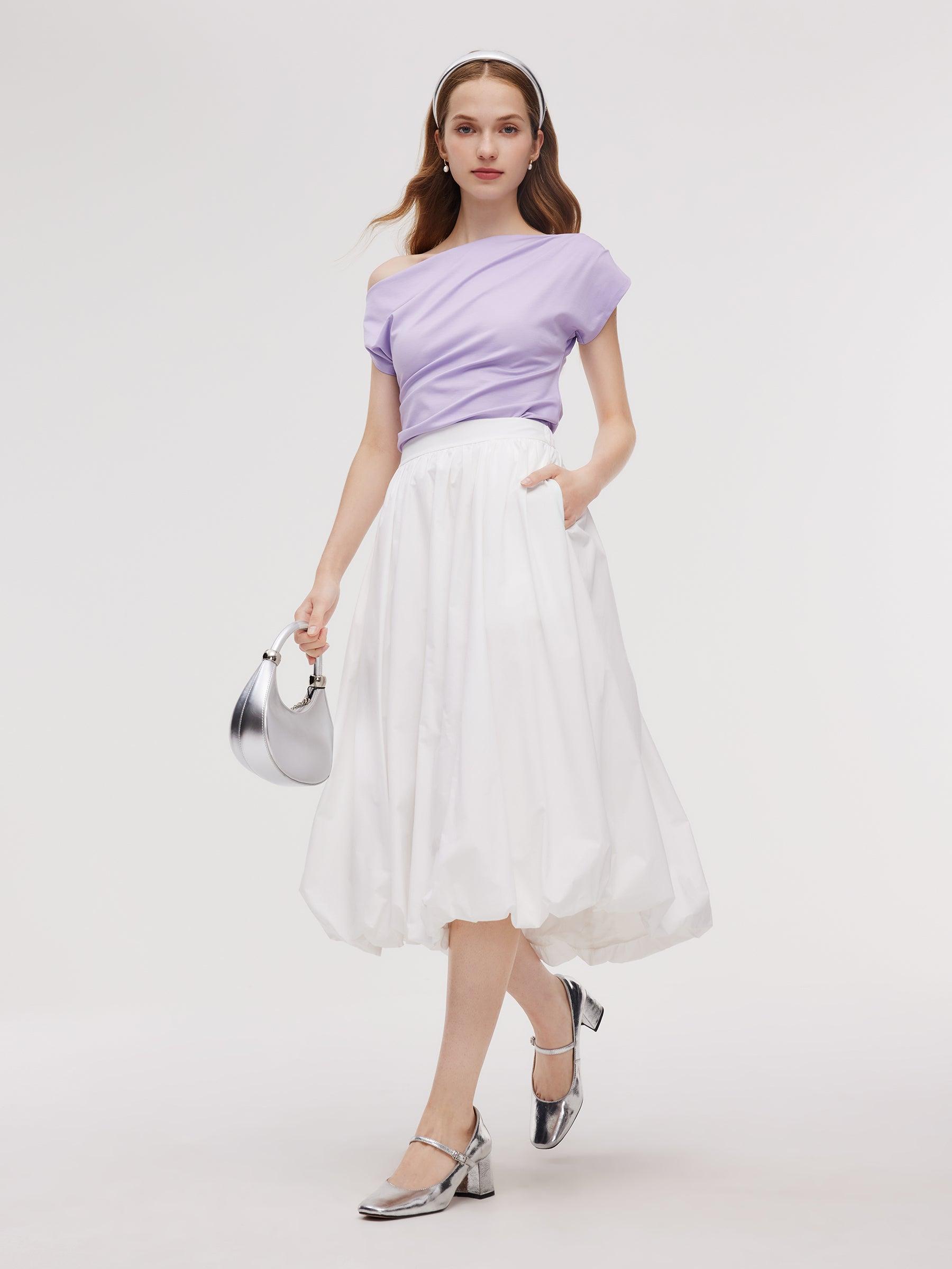 100% Cotton Bubble Hem Women Skirt Product Image