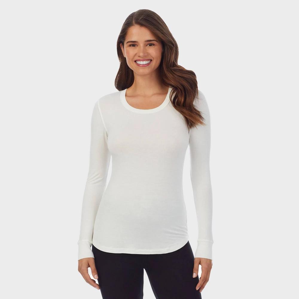 Warm Essentials by Cuddl Duds Women's Smooth Stretch Thermal Scoop Neck Top - Black XL Product Image