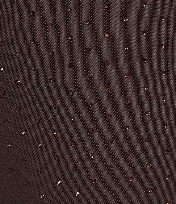 Skies Are Blue Hot Fix Mesh Rhinestone Turtleneck Long Sleeve Top Product Image