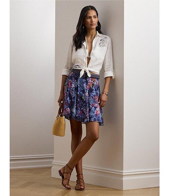 Lauren Ralph Lauren Crinkle Georgette Printed Mini Skirt Product Image
