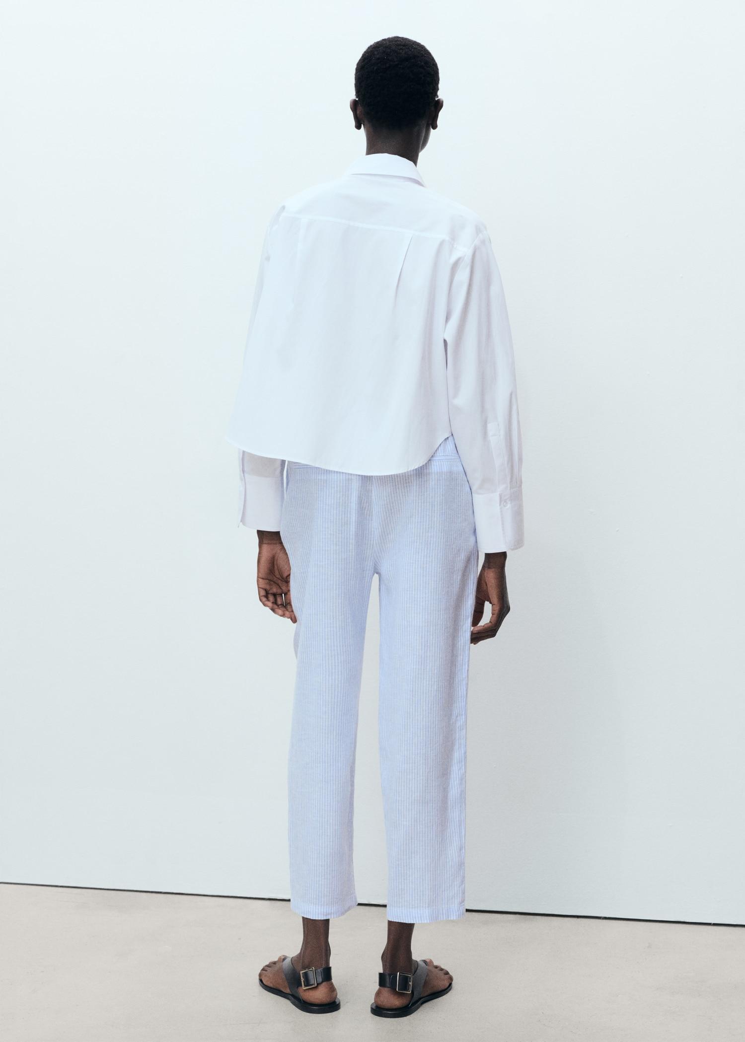 Straight linen-blend pants - Women | MANGO USA Product Image
