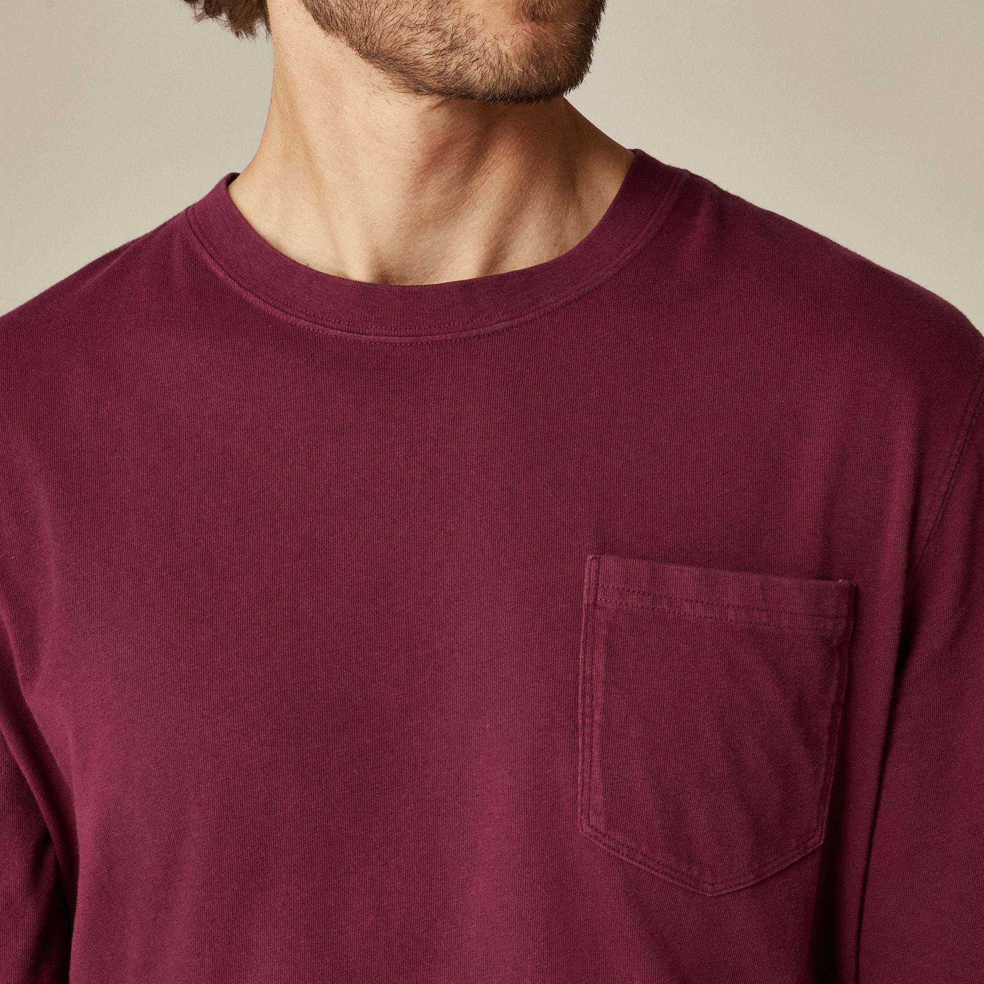 Long-sleeve vintage-wash cotton pocket T-shirt Product Image