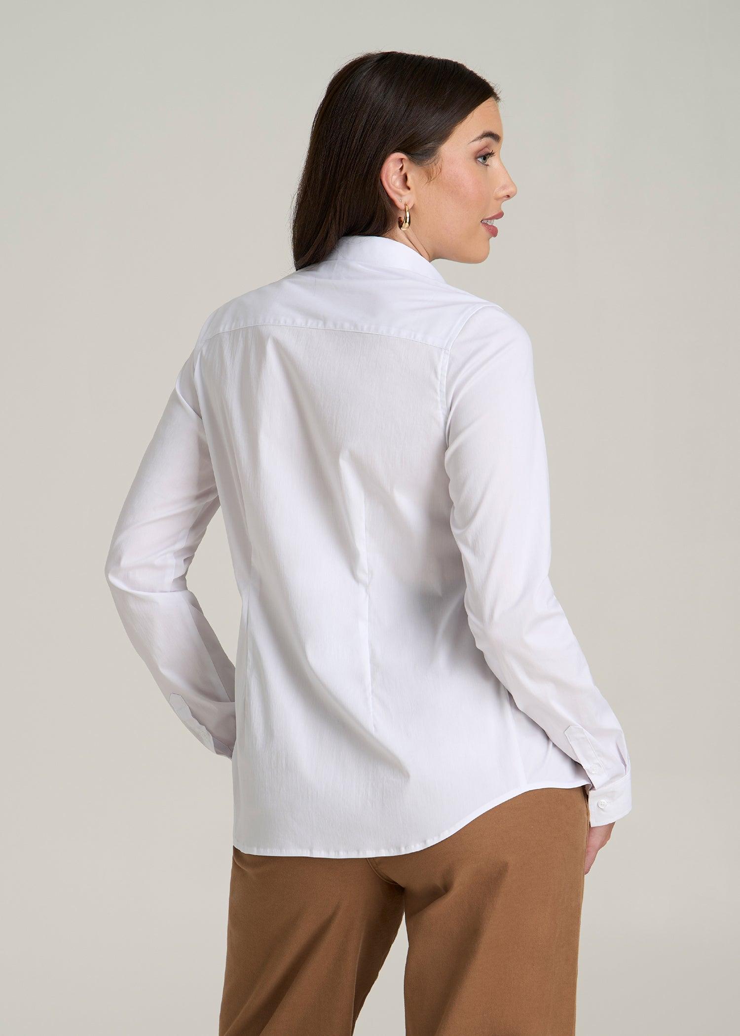 Slim Fit Button-Up Shirt for Tall Women in White Female Product Image