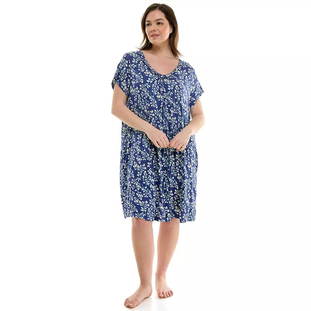 Plus Size Croft & Barrow Print Short Sleeve Nightgown, Womens Product Image