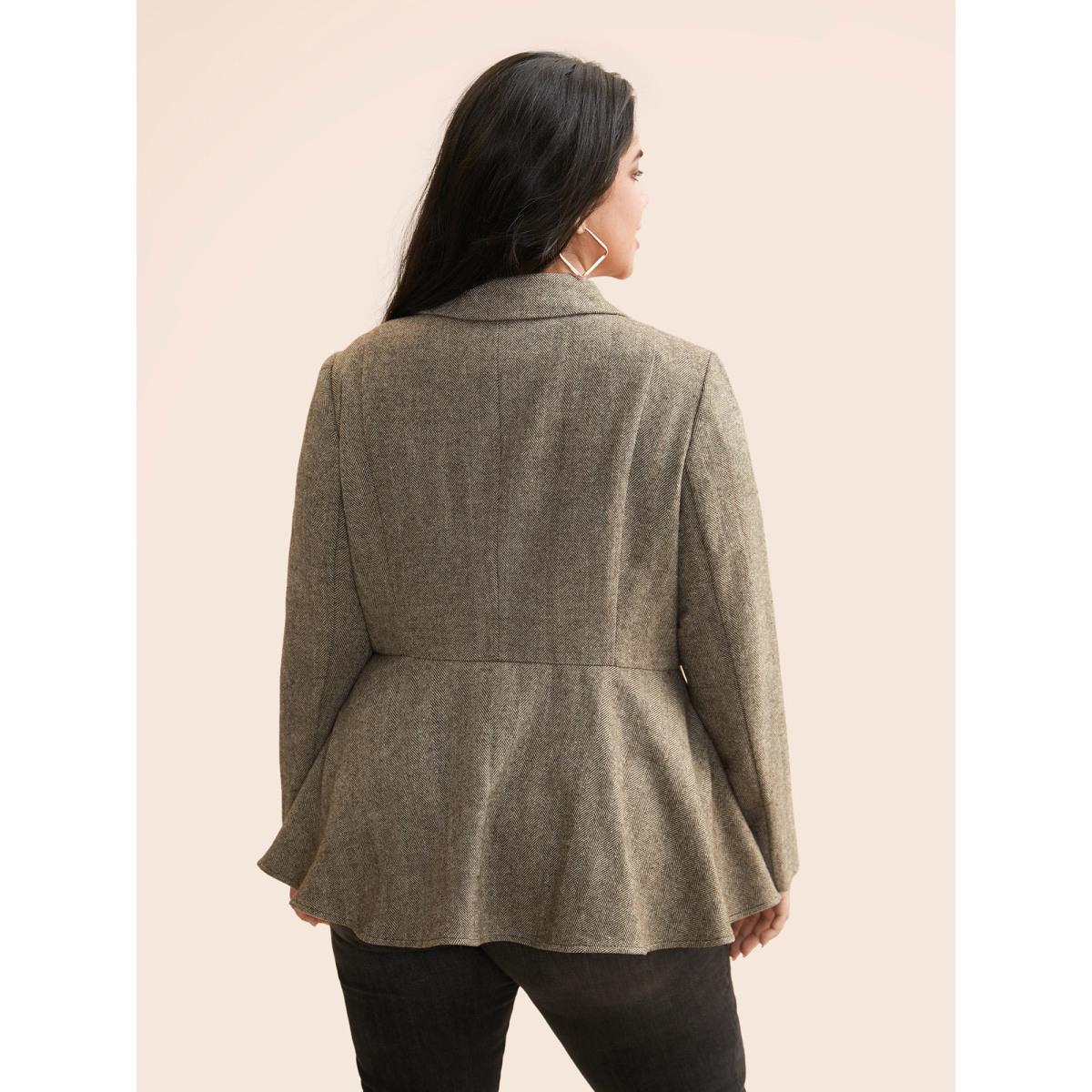 Plus Size Lapel Collar Metal Detail Jacket Women Multicolor Button Bodycon Everyday Jackets BloomChic 22-24/3X Product Image