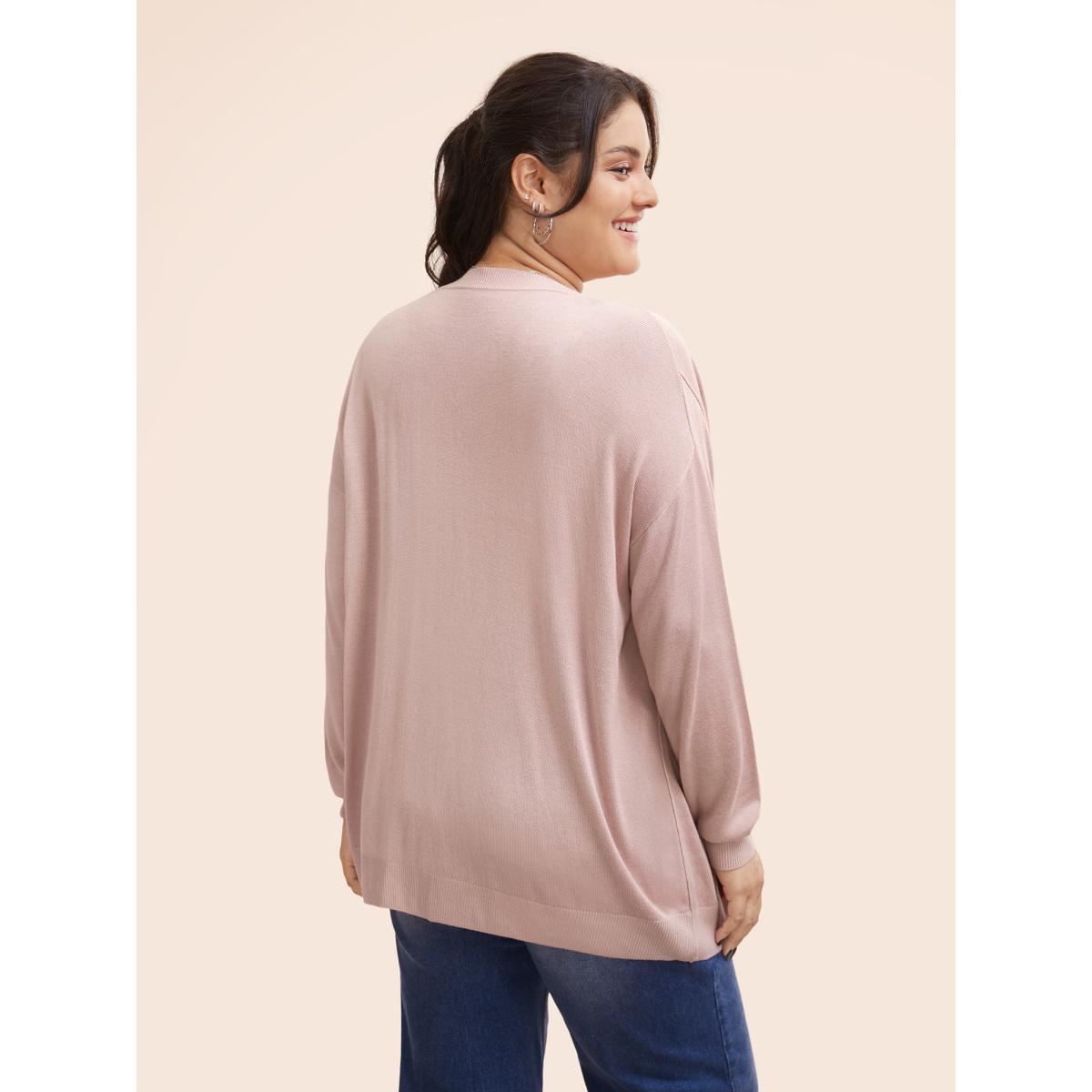 Plus Size Supersoft Essentials Solid Open Front Loose Cardigan DustyPink Women Casual Loose Long Sleeve Everyday Cardigans BloomChic 10/M Product Image