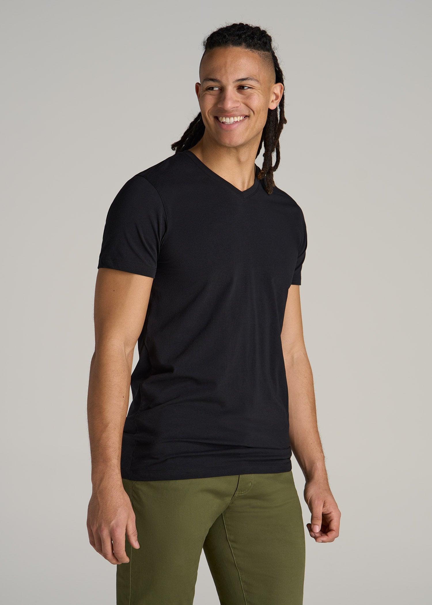 The Essential MODERN-FIT V-Neck Tee for Tall Men in Black Male Product Image