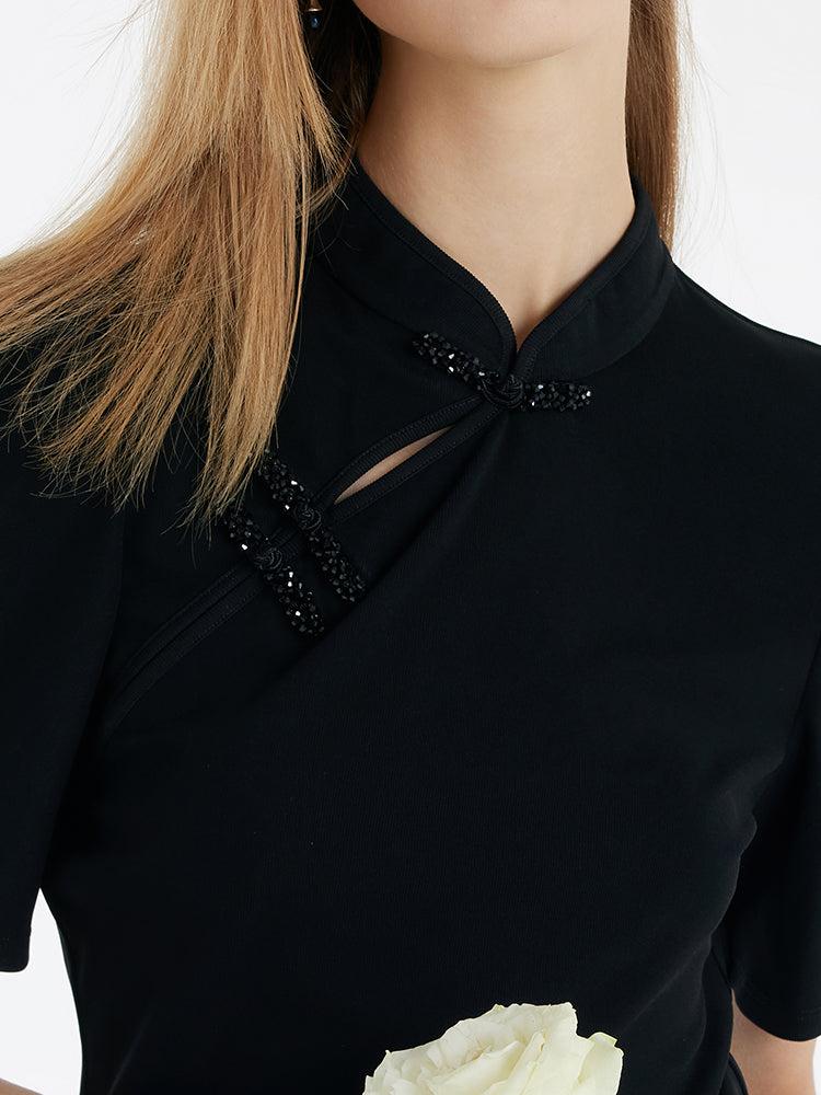 Mandarin Collared Knitted Top And Short Mamianqun Two-Piece Set Product Image