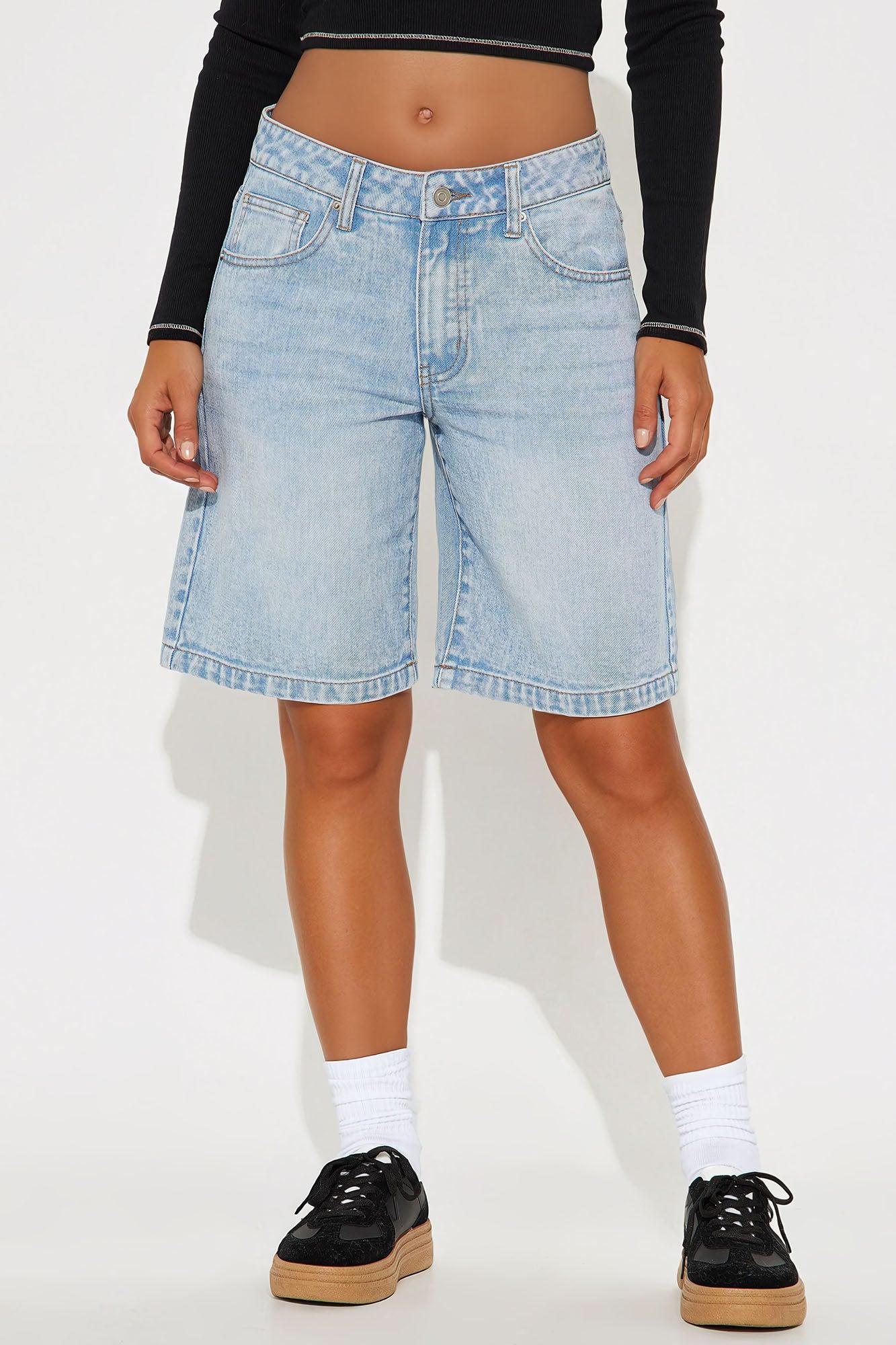 In Sequence Super Soft Denim Jorts - Light Wash Product Image