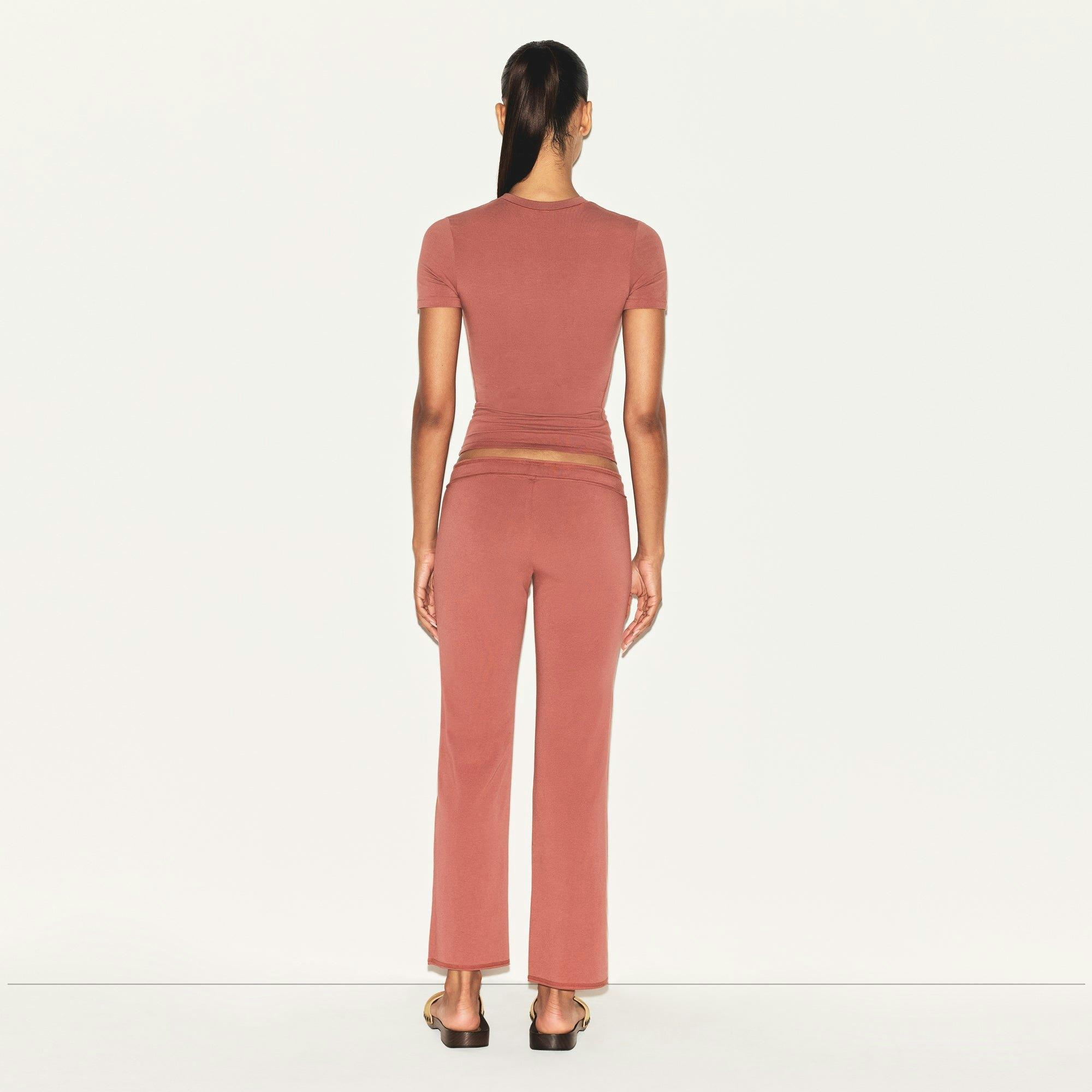 COTTON JERSEY LOW RISE CROP PANT | REDWOOD Product Image