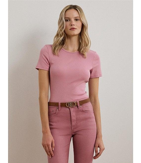 Lauren Ralph Lauren Stretch Knit Crew Neck Short Sleeve Tee Product Image