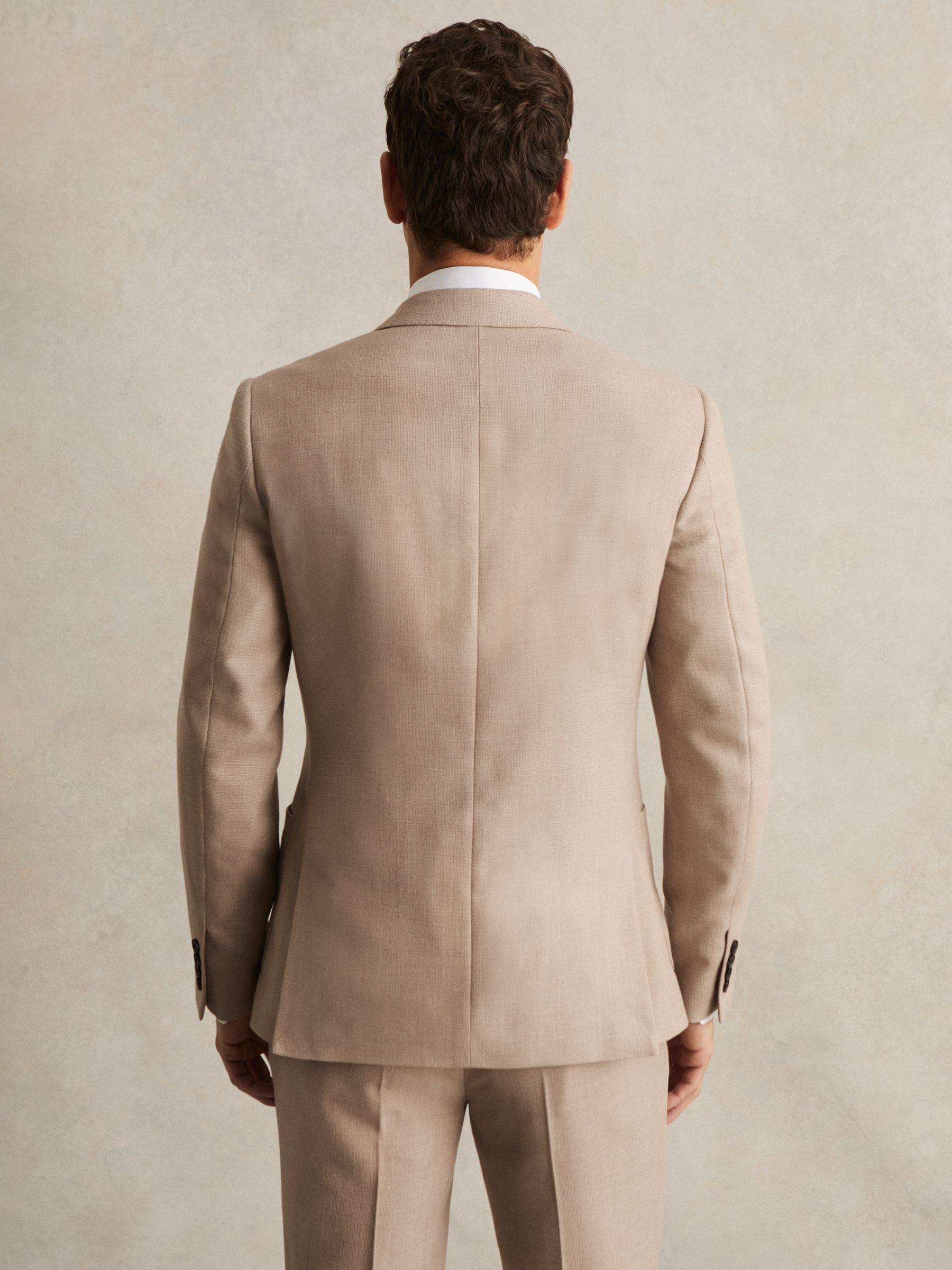 Slim-Fit Wool-Blend Double-Breasted Suit Blazer in Oatmeal Brown Product Image