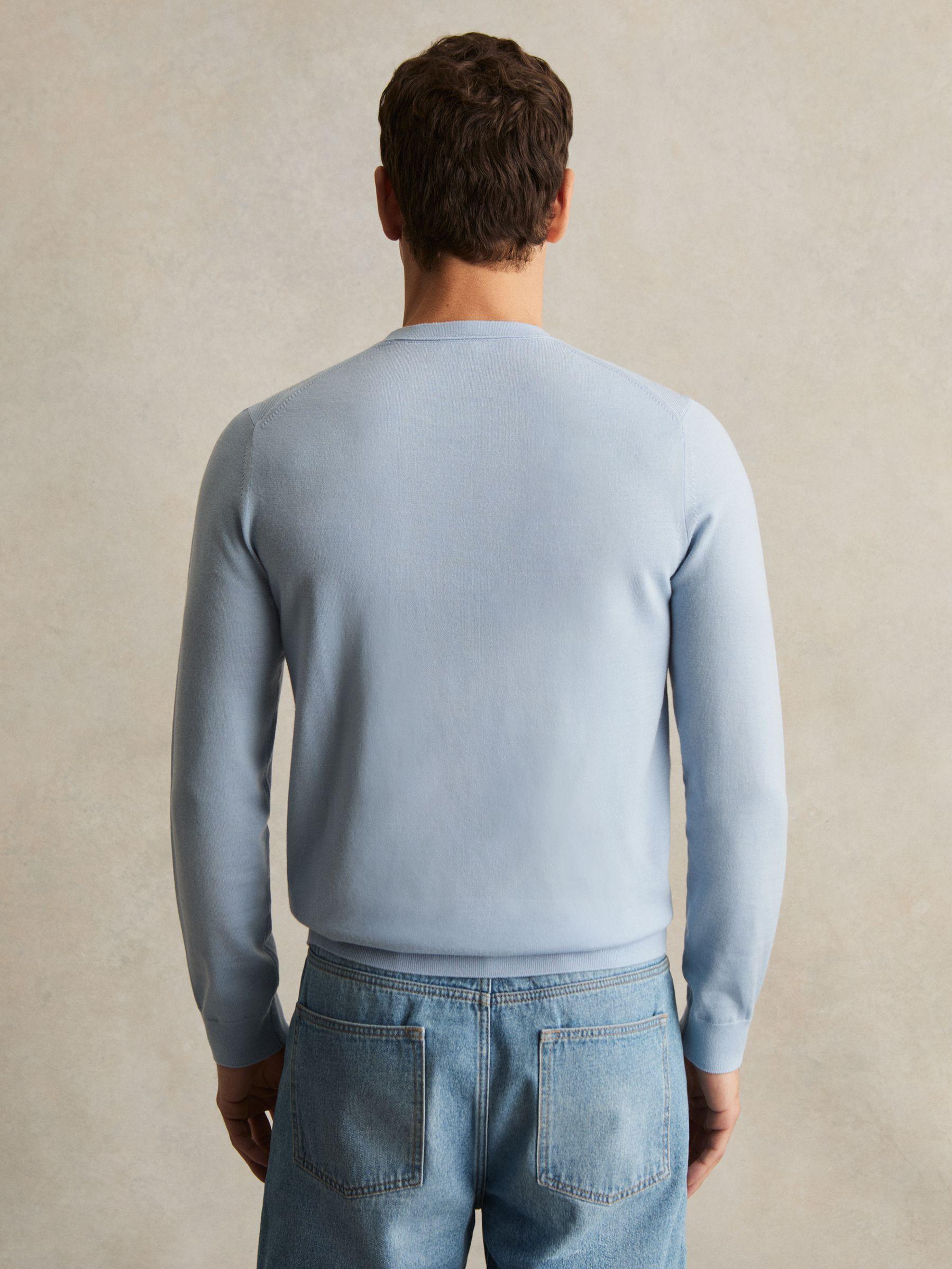 Merino Wool Crew Neck Jumper in Soft Blue Product Image