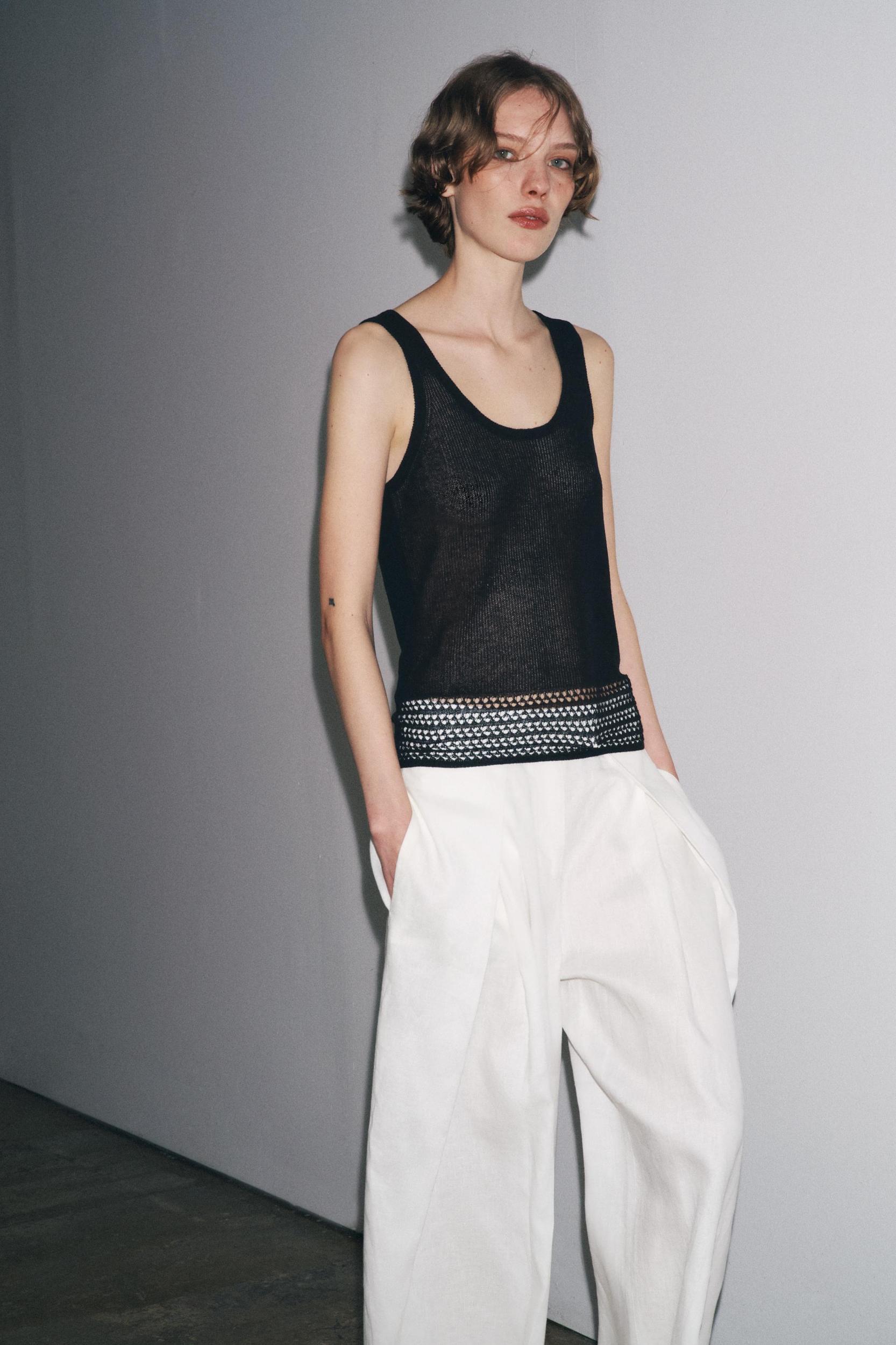 POINTELLE KNIT CROP TOP Product Image