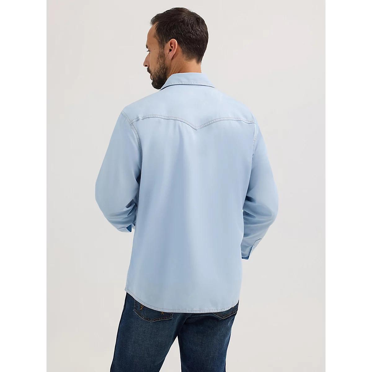 Men's Wrangler Retro Premium Western Snap Solid Shirt in Ice Product Image